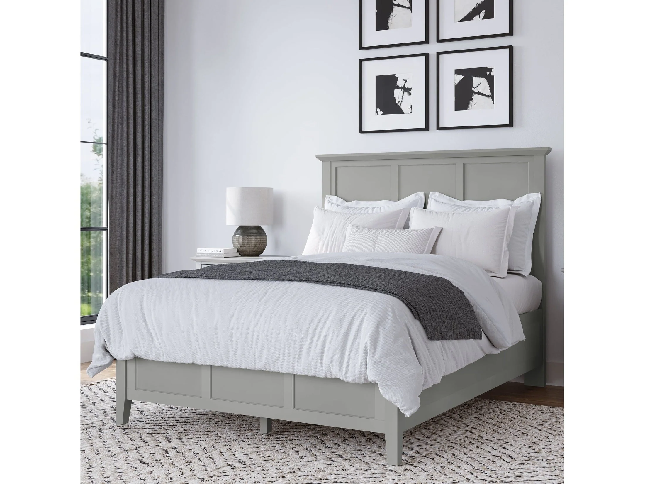 Grace Three Eastern King Panel Bed in Elephant Grey