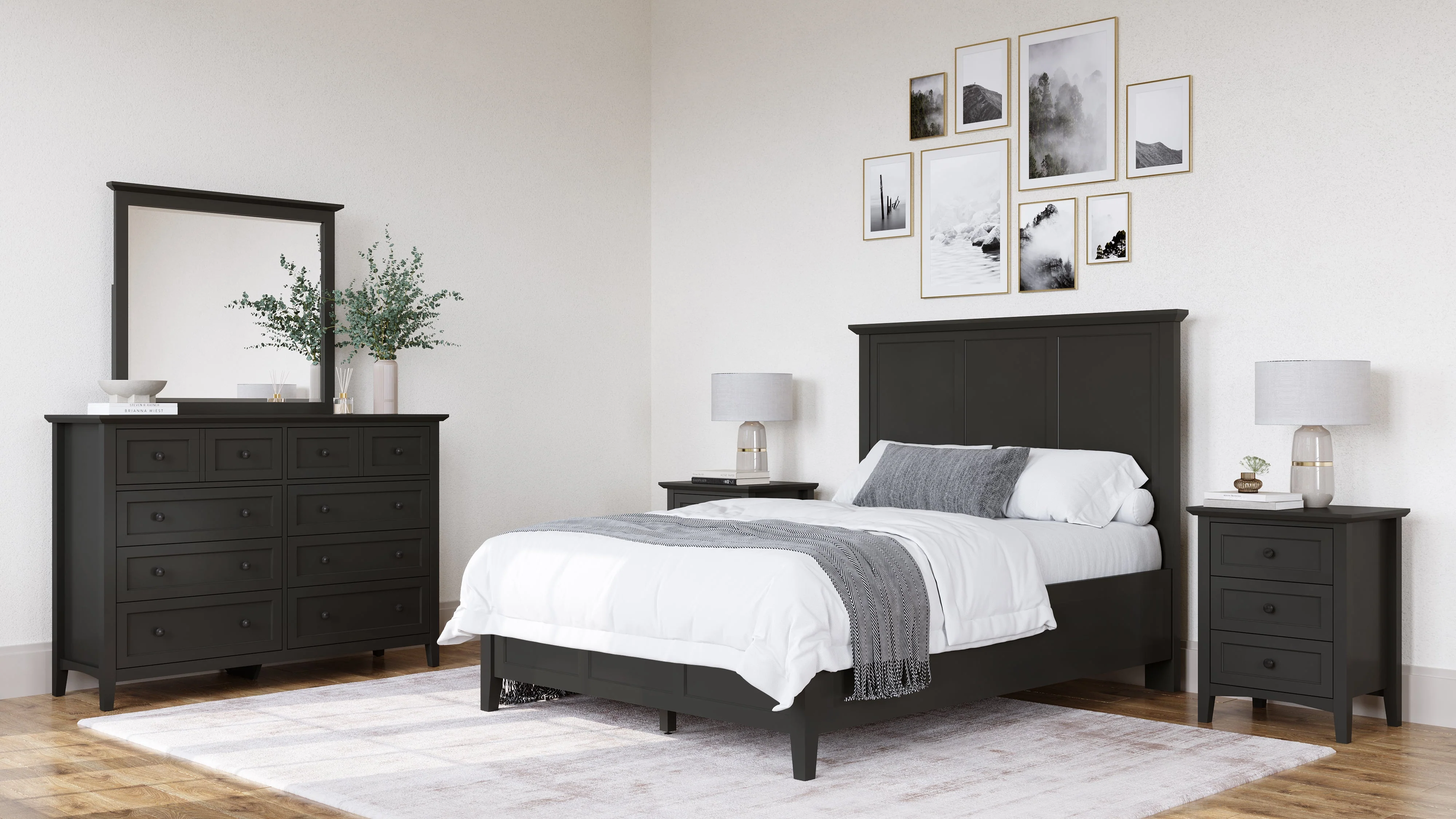 Grace Three Queen Panel Bed in Raven Black - Image 12