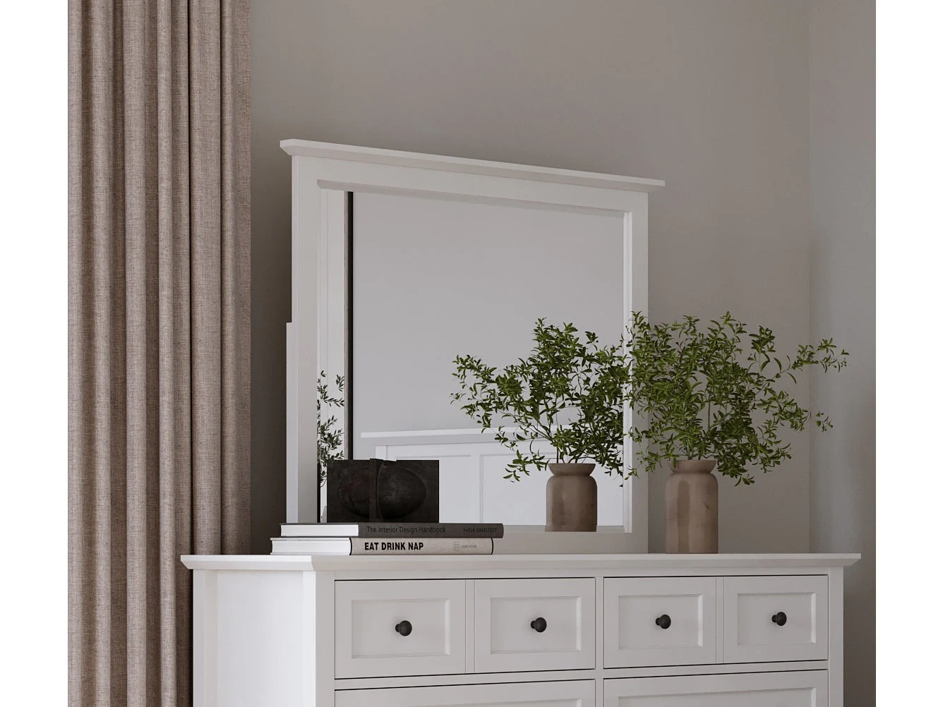 Grace Wall or Dresser Mirror in Snowfall White