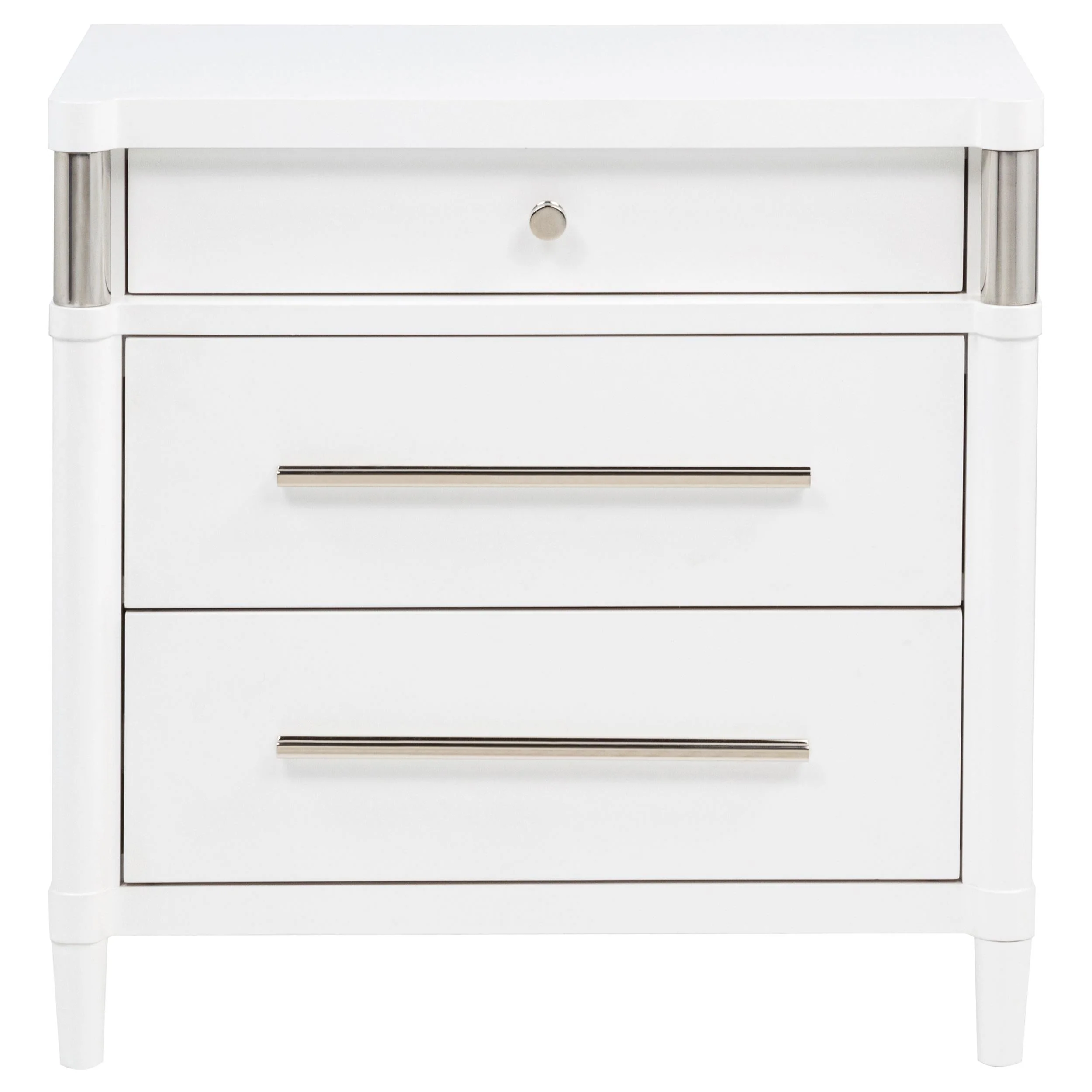 Gracemont White 3-Drawer Bedroom Nightstand Bedside Table - Image 3