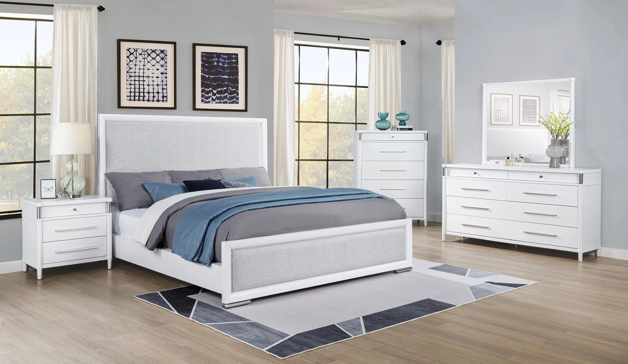Gracemont White 5-Drawer Bedroom Chest of Drawers - Image 15