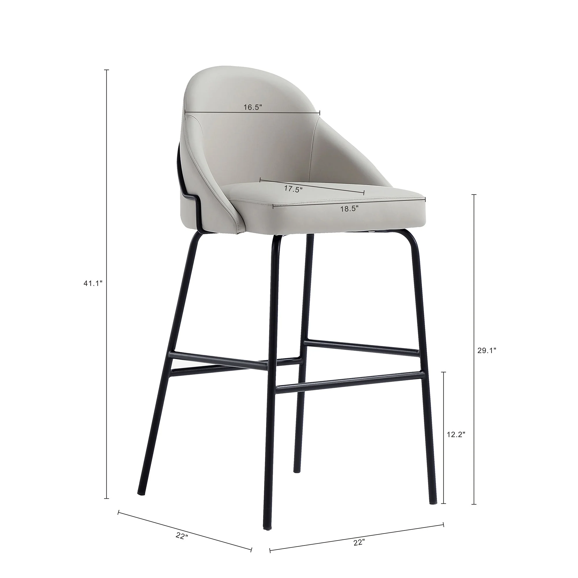 Gracie Barstool in Stone and Black (set of 3) - Image 3
