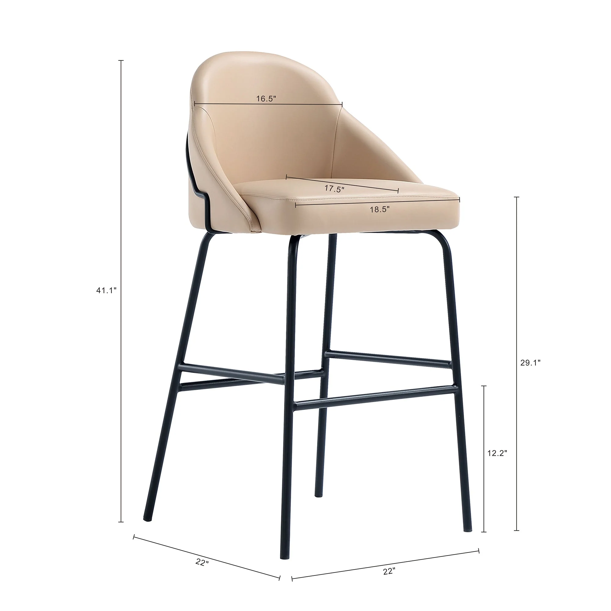 Gracie Barstool in Tan and Black (set of 2) - Image 3