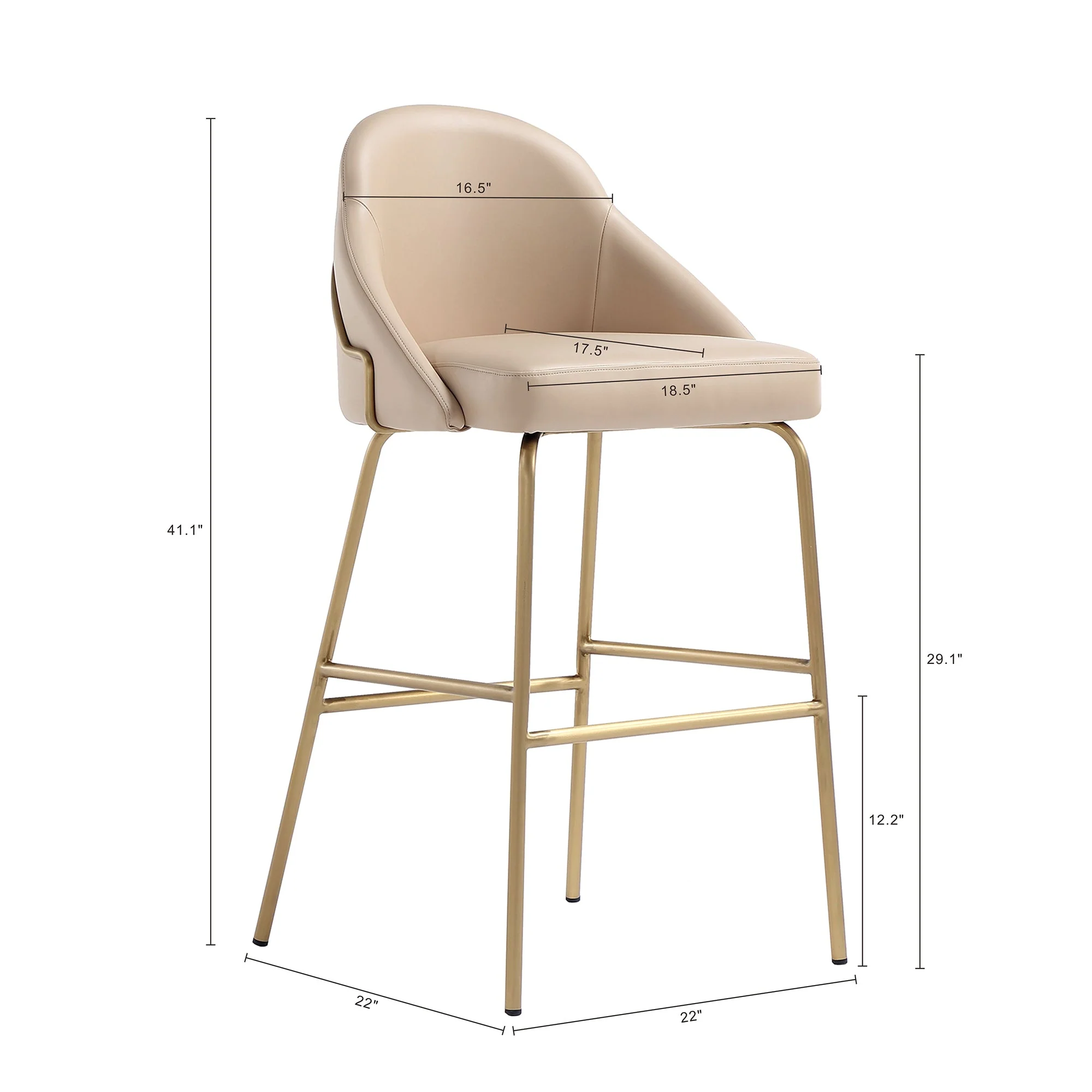 Gracie Barstool in Tan and Gold - Image 3