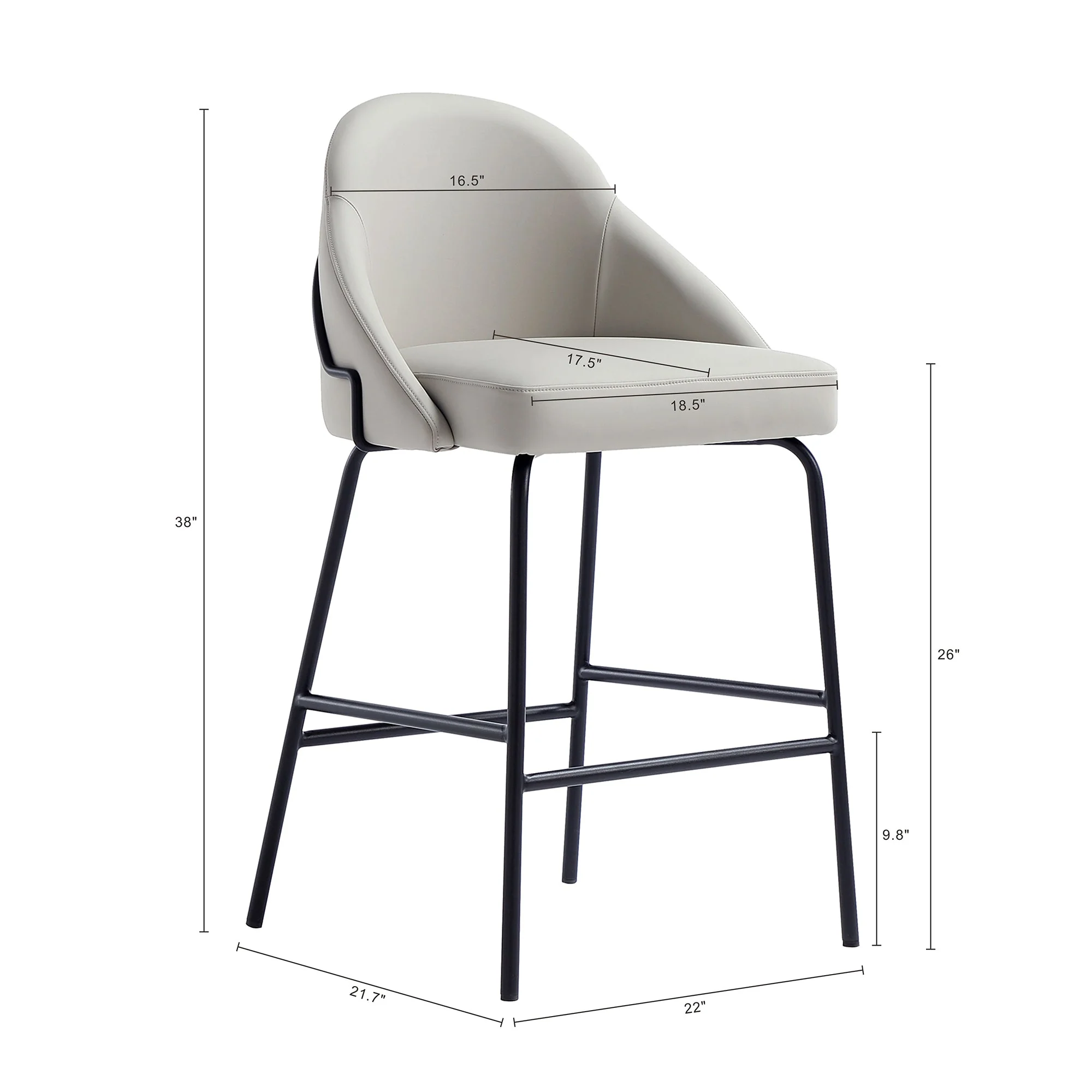 Gracie Counter Stool in Stone and Black - Image 3