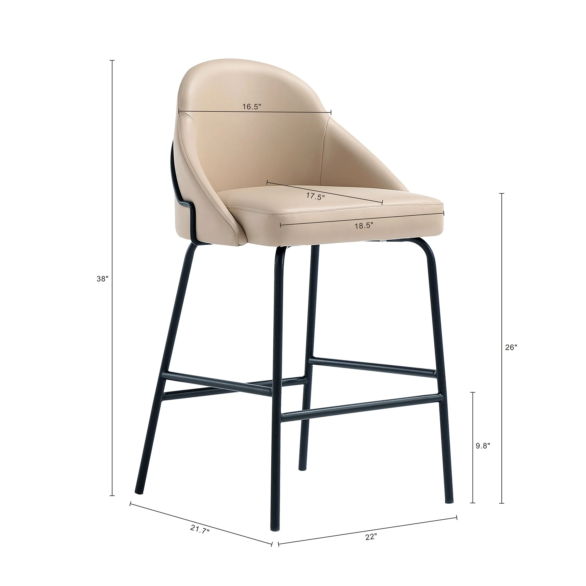 Gracie Counter Stool in Tan and Black (set of 2) - Image 3