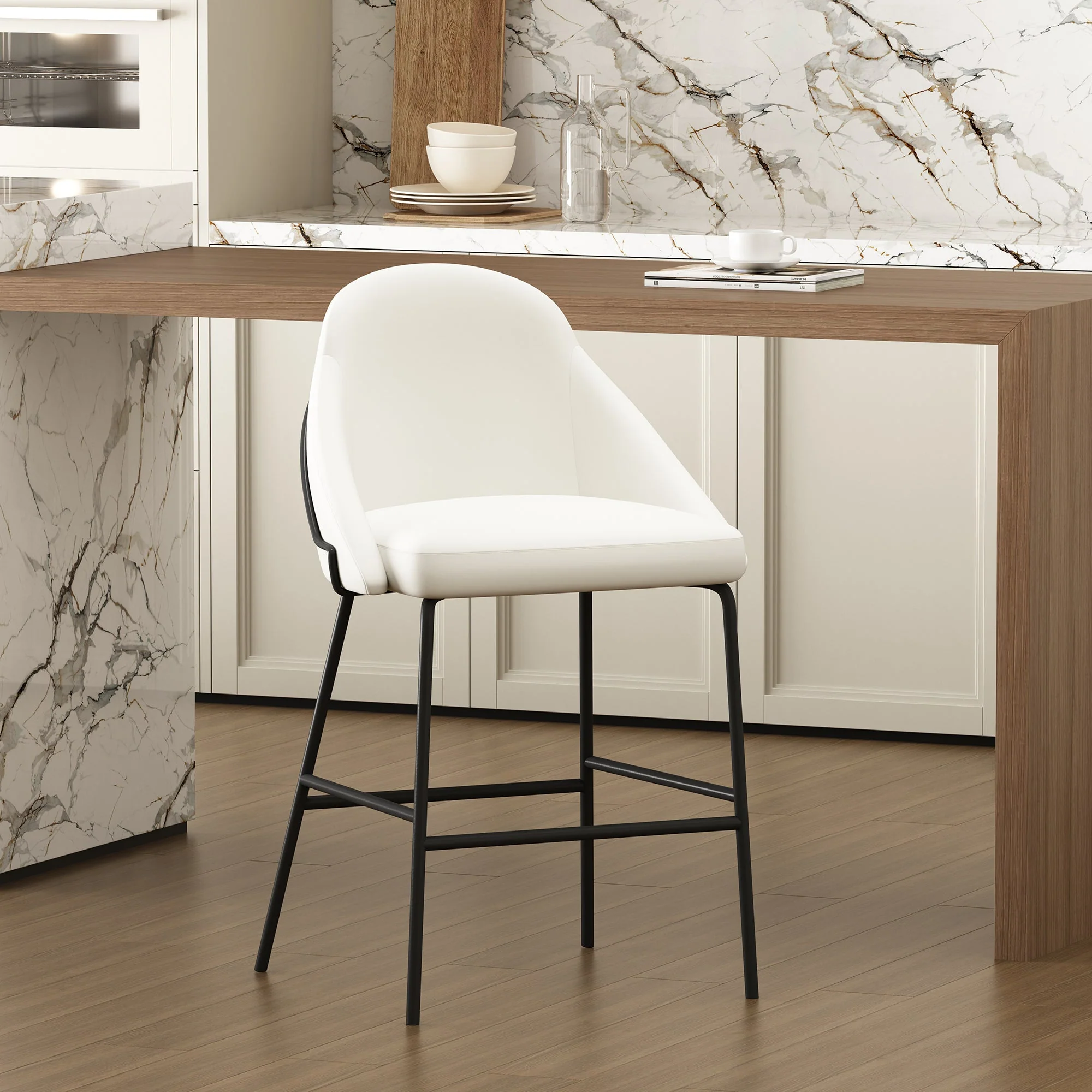 Gracie Counter Stool in White and Black - Image 2