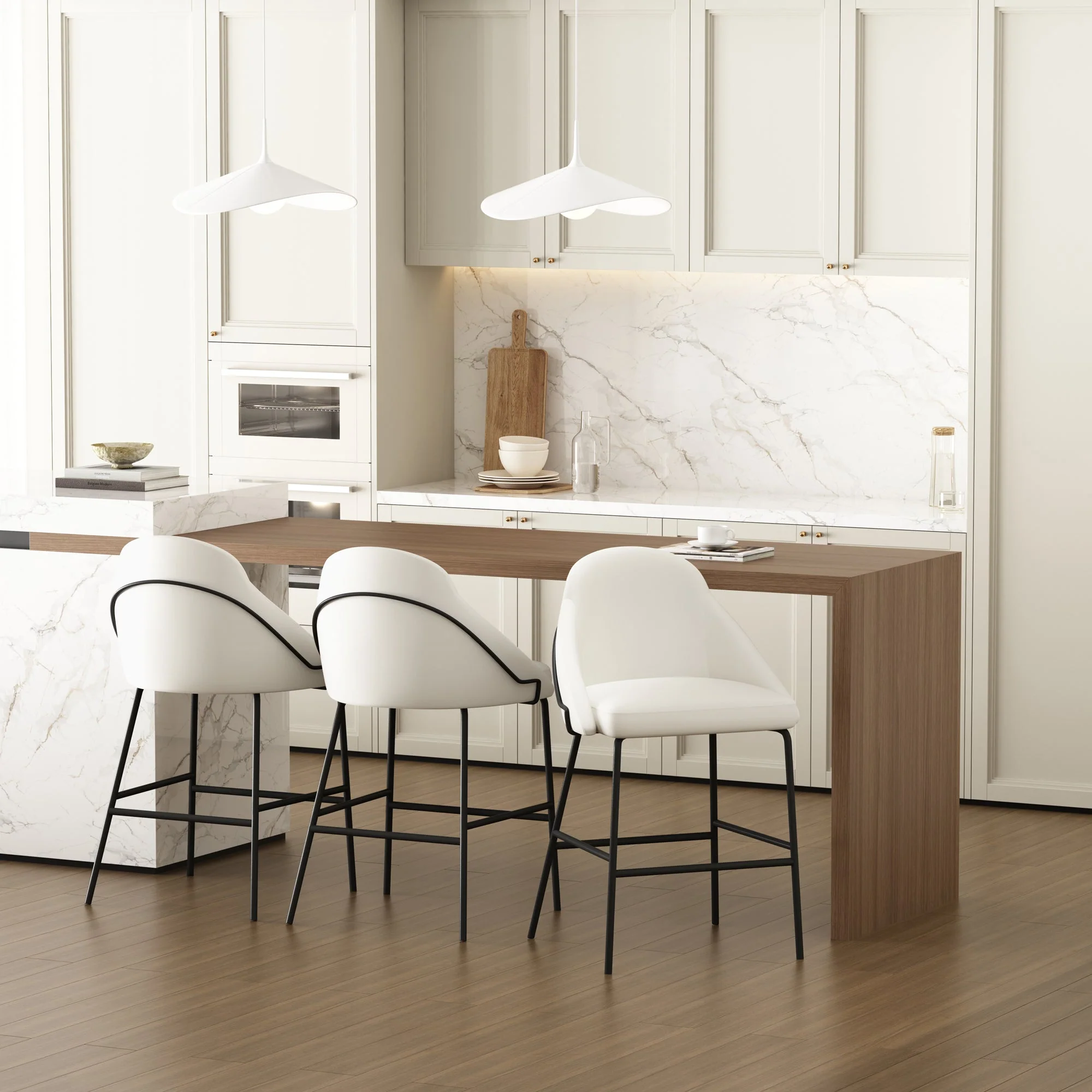 Gracie Counter Stool in White and Black (set of 3) - Image 2