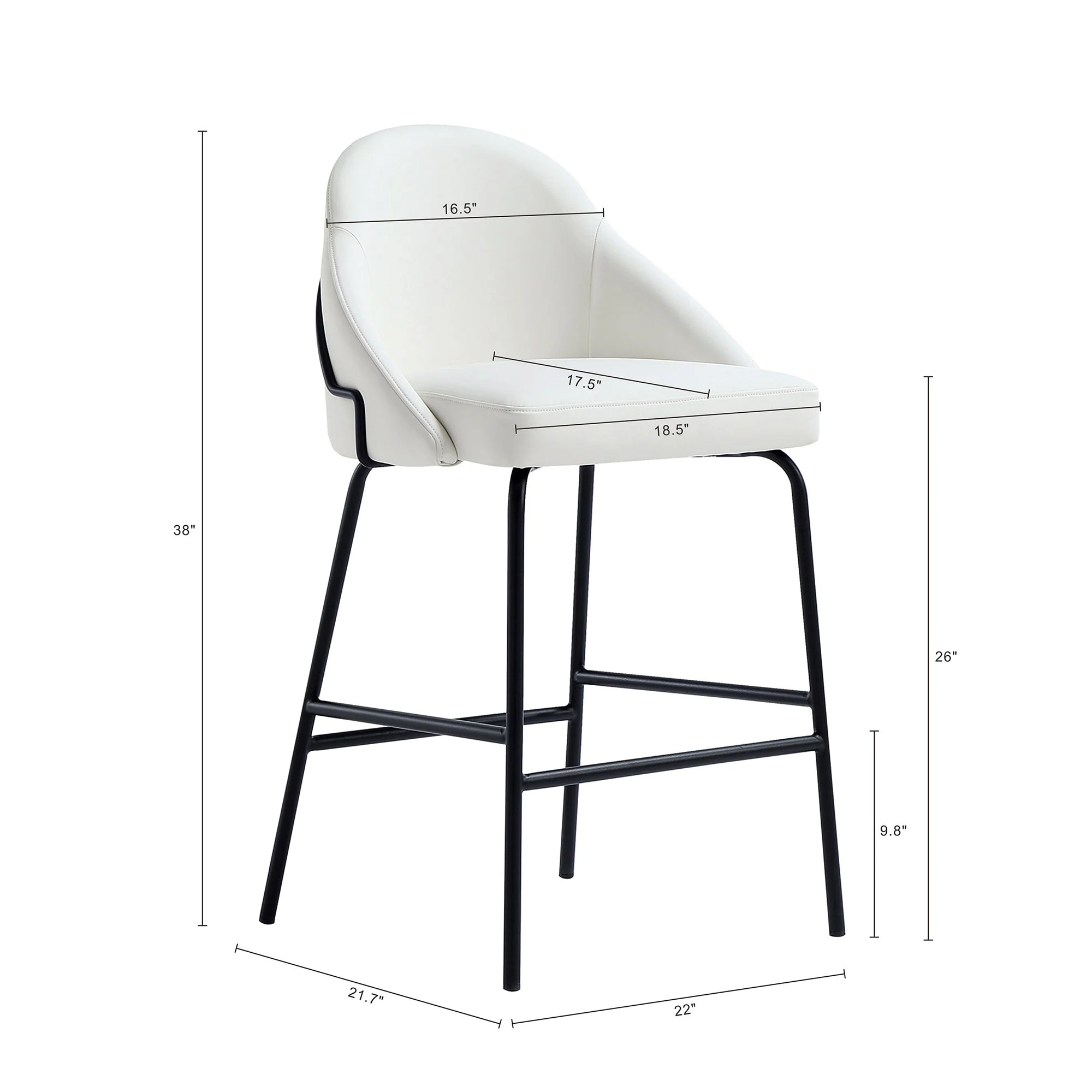 Gracie Counter Stool in White and Black (set of 3) - Image 3