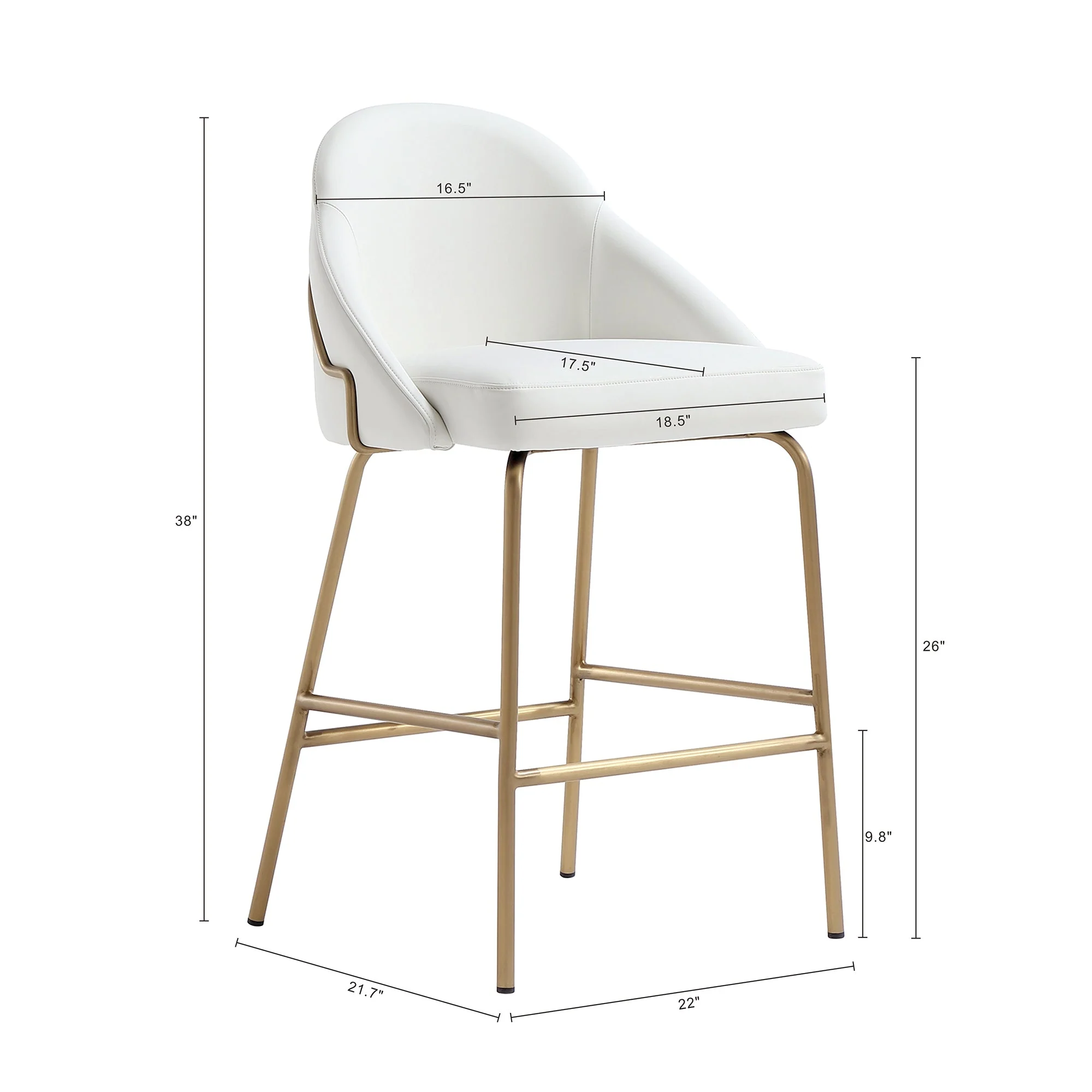 Gracie Counter Stool in White and Gold - Image 3