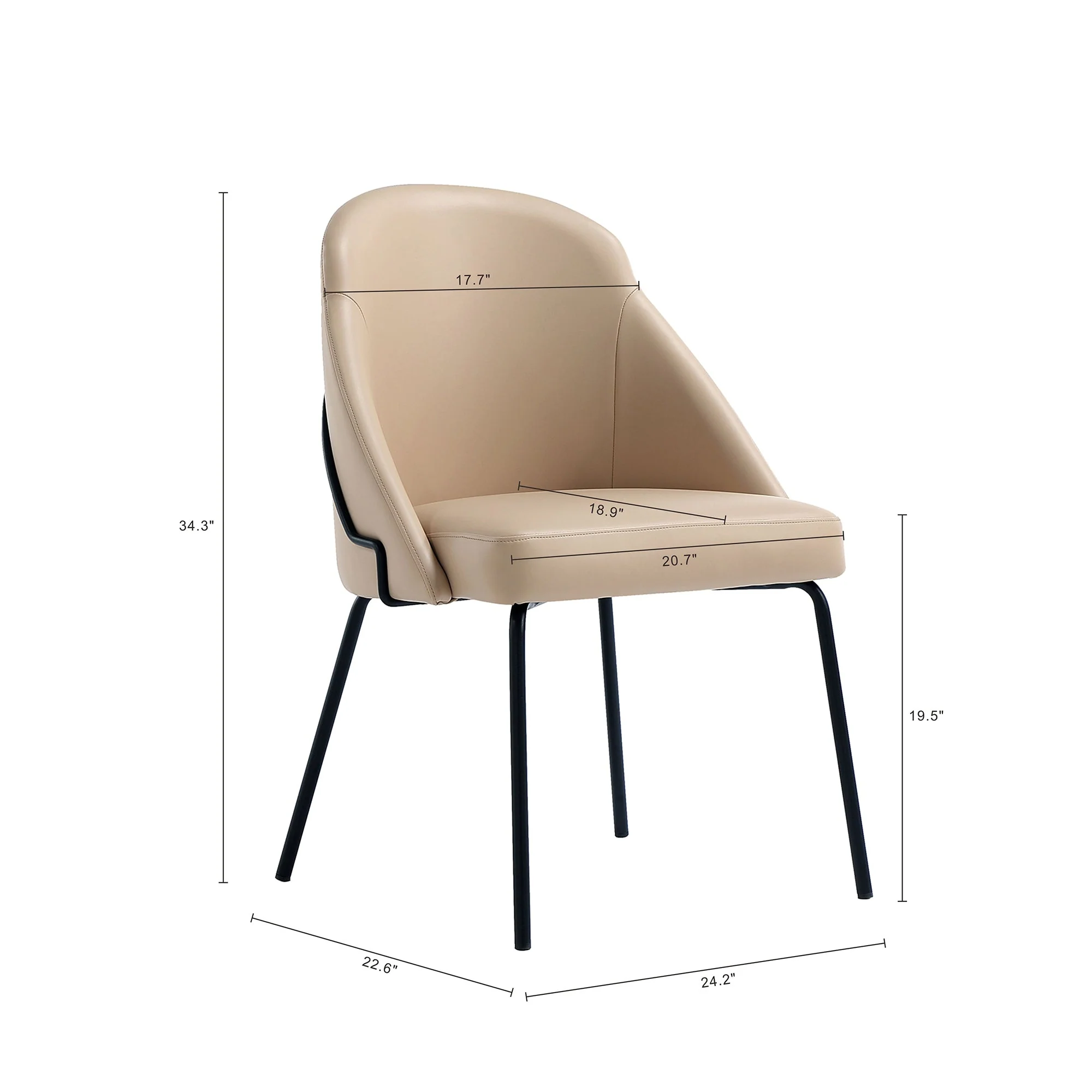 Gracie Dining Chair in Tan and Black - Image 3