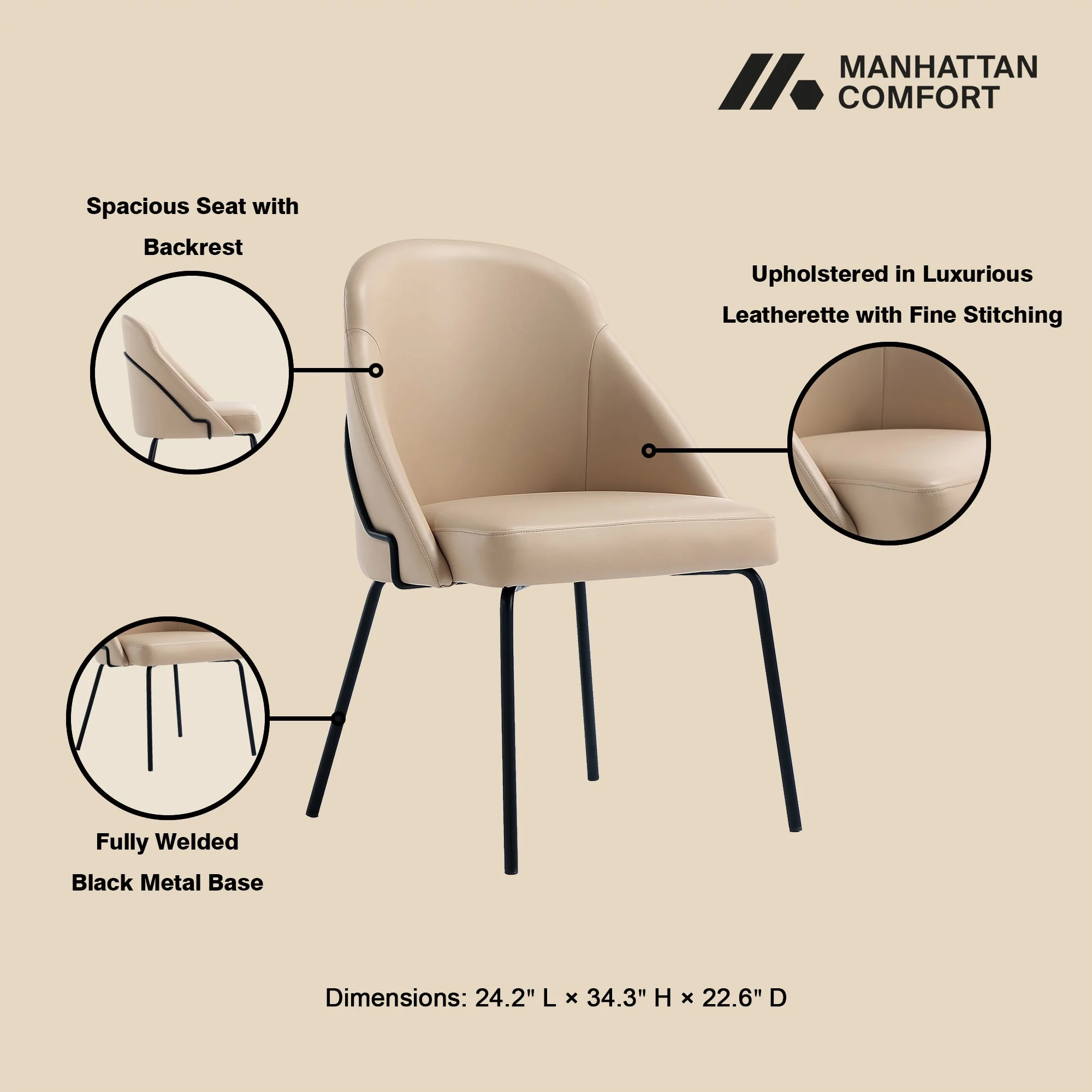 Gracie Dining Chair in Tan and Black - Image 4