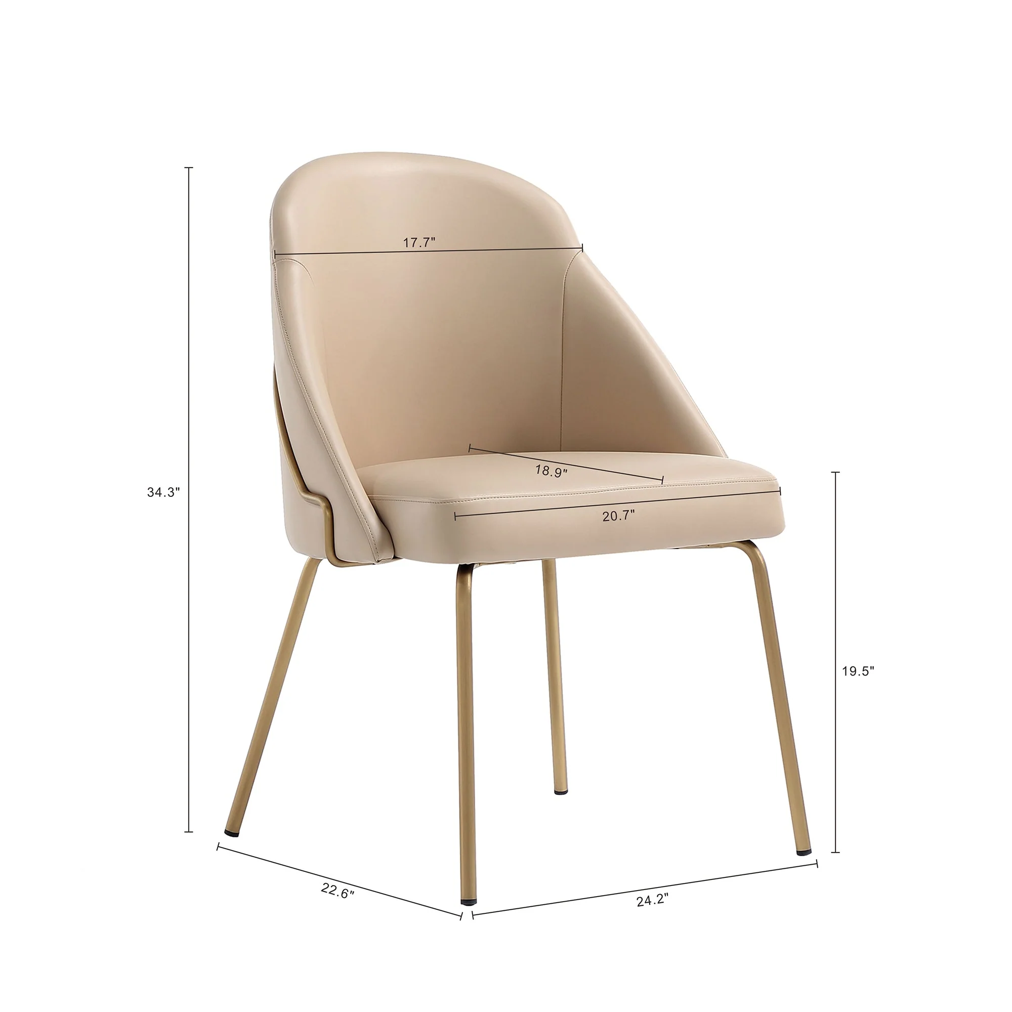 Gracie Dining Chair in Tan and Gold (set of 4) - Image 3
