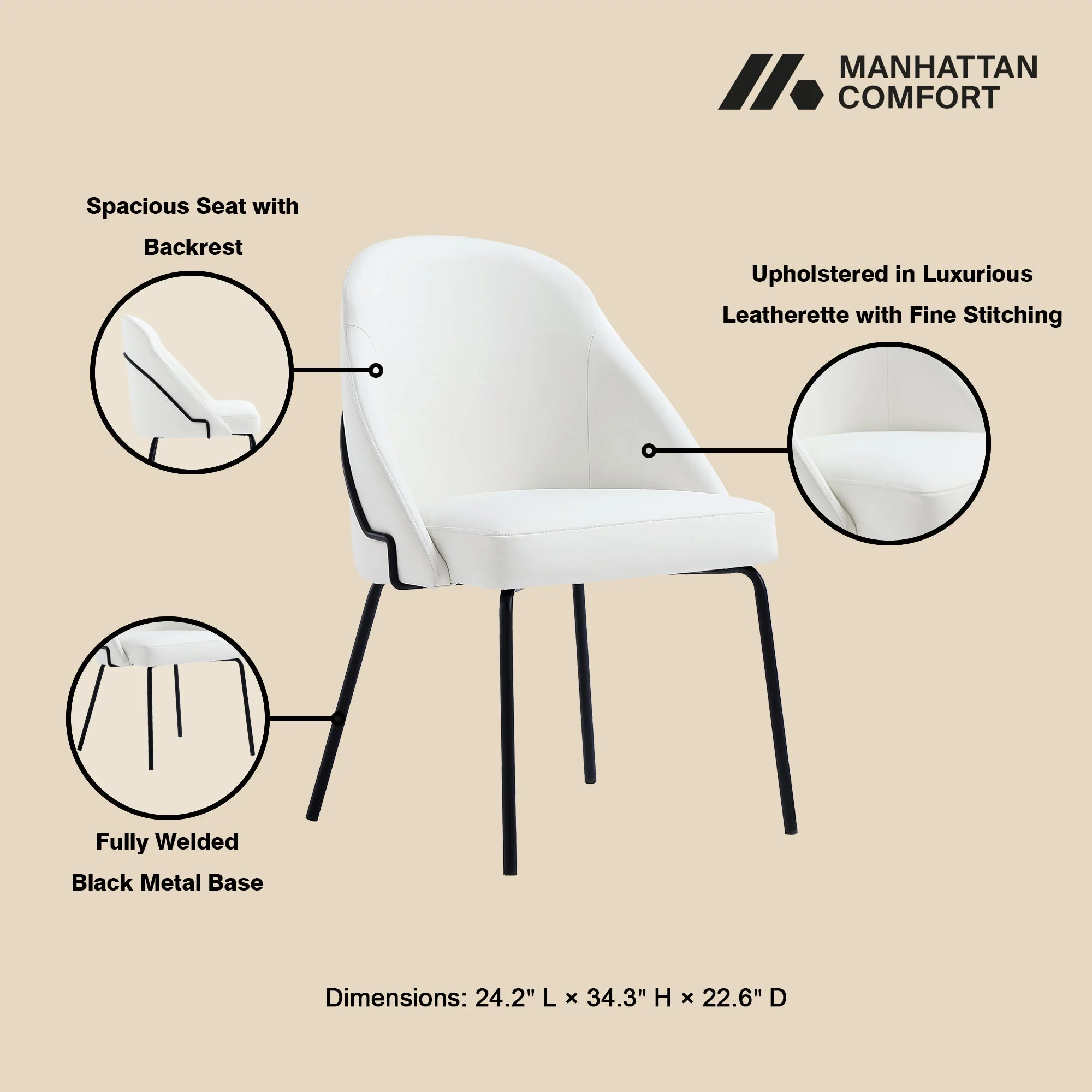 Gracie Dining Chair in White and Black - Image 4