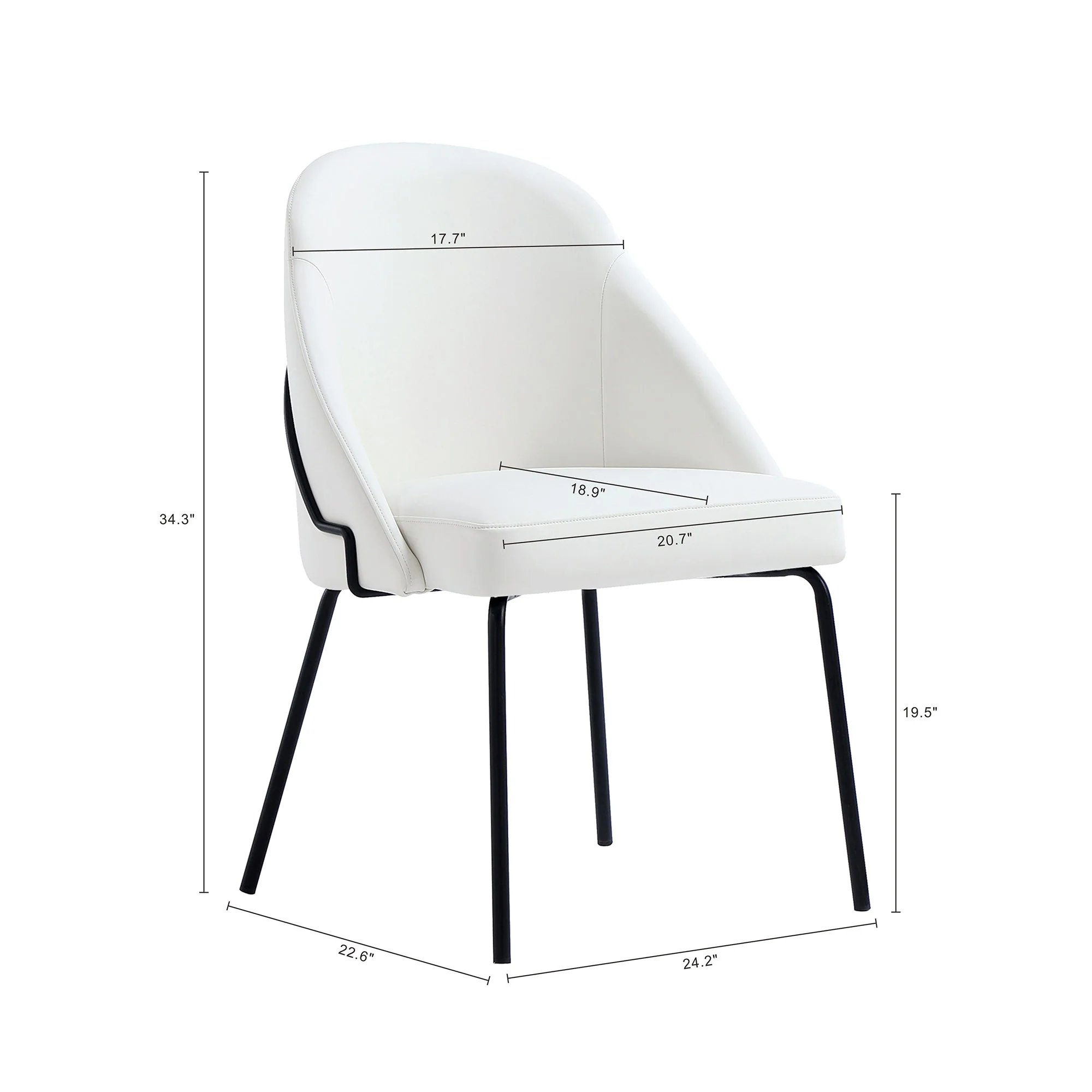 Gracie Dining Chair in White and Black (set of 4) - Image 3