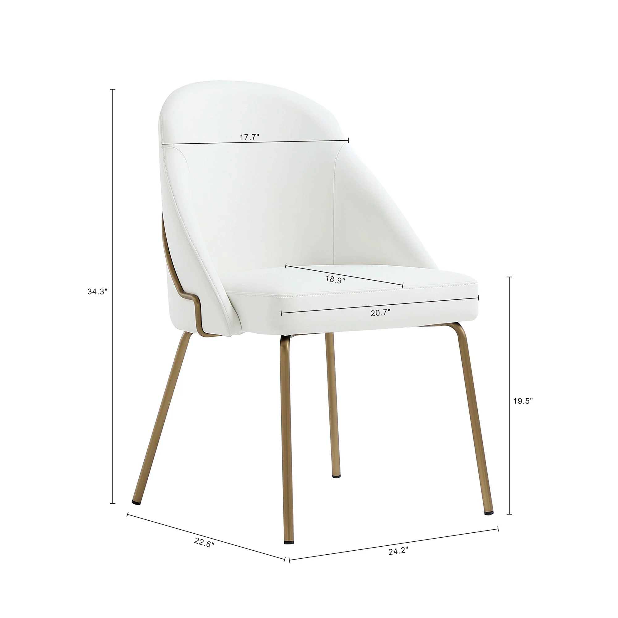 Gracie Dining Chair in White and Gold (set of 2) - Image 3