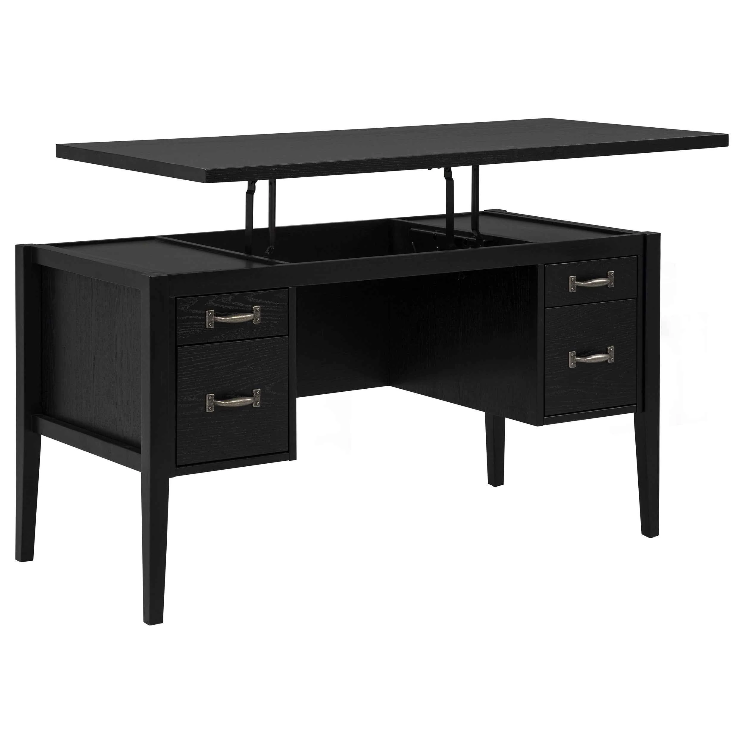 Graham Black 54-inch 4-drawer Double Pedestal Lift Top Computer Desk - Image 4