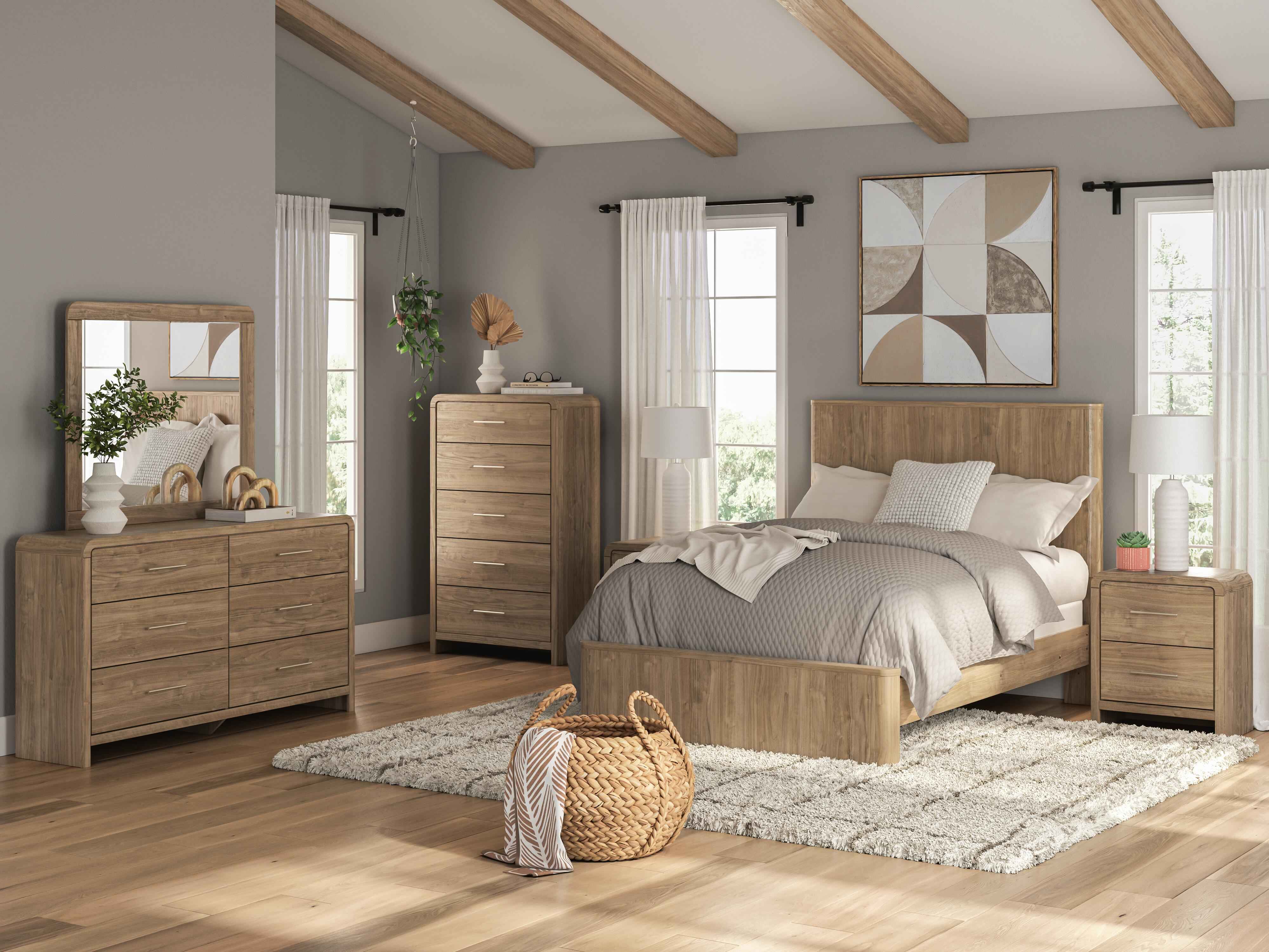 Gramburg Warm Natural Brown Full Panel Bed - Image 10