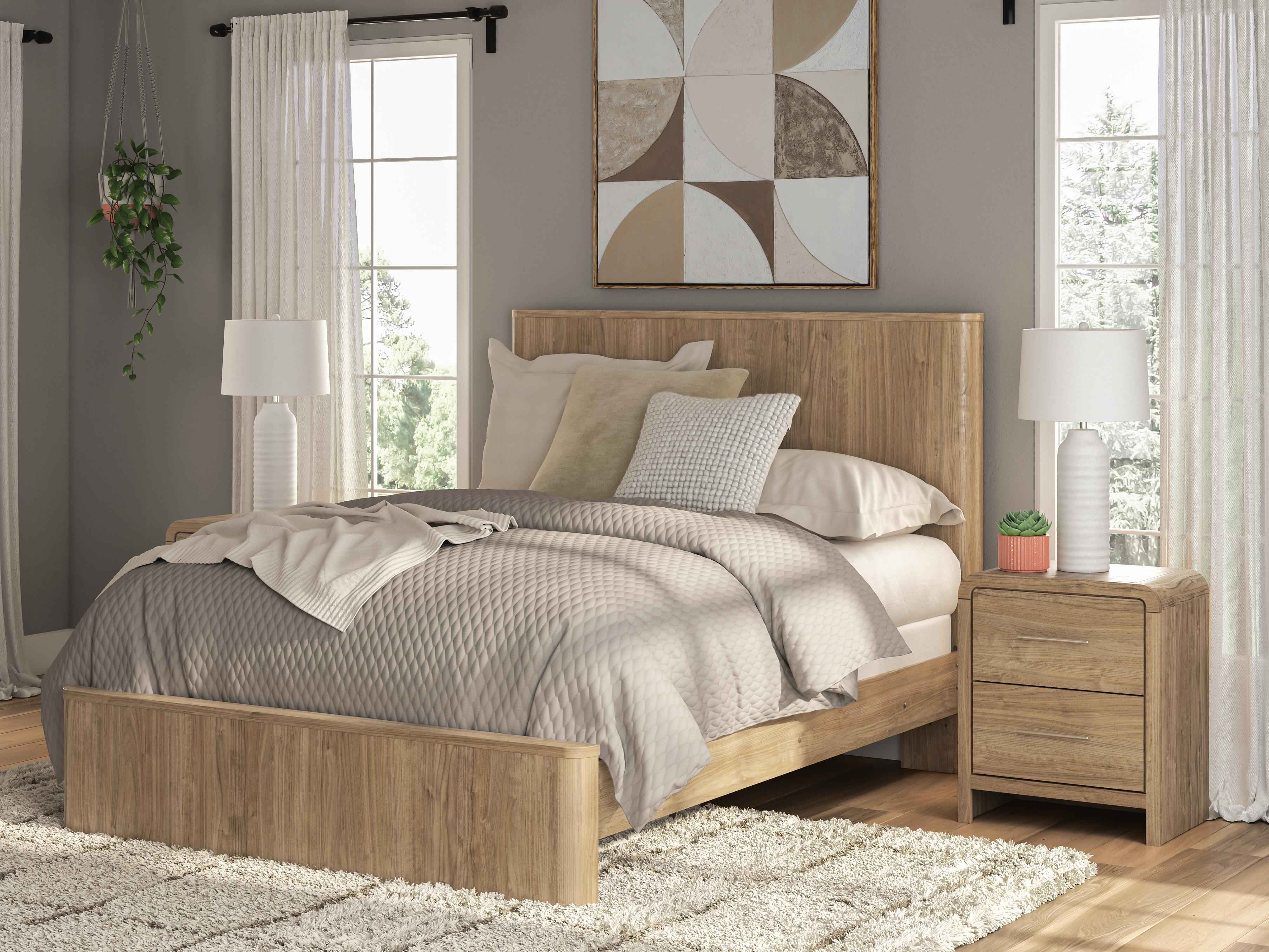Gramburg Warm Natural Brown Queen Panel Bed