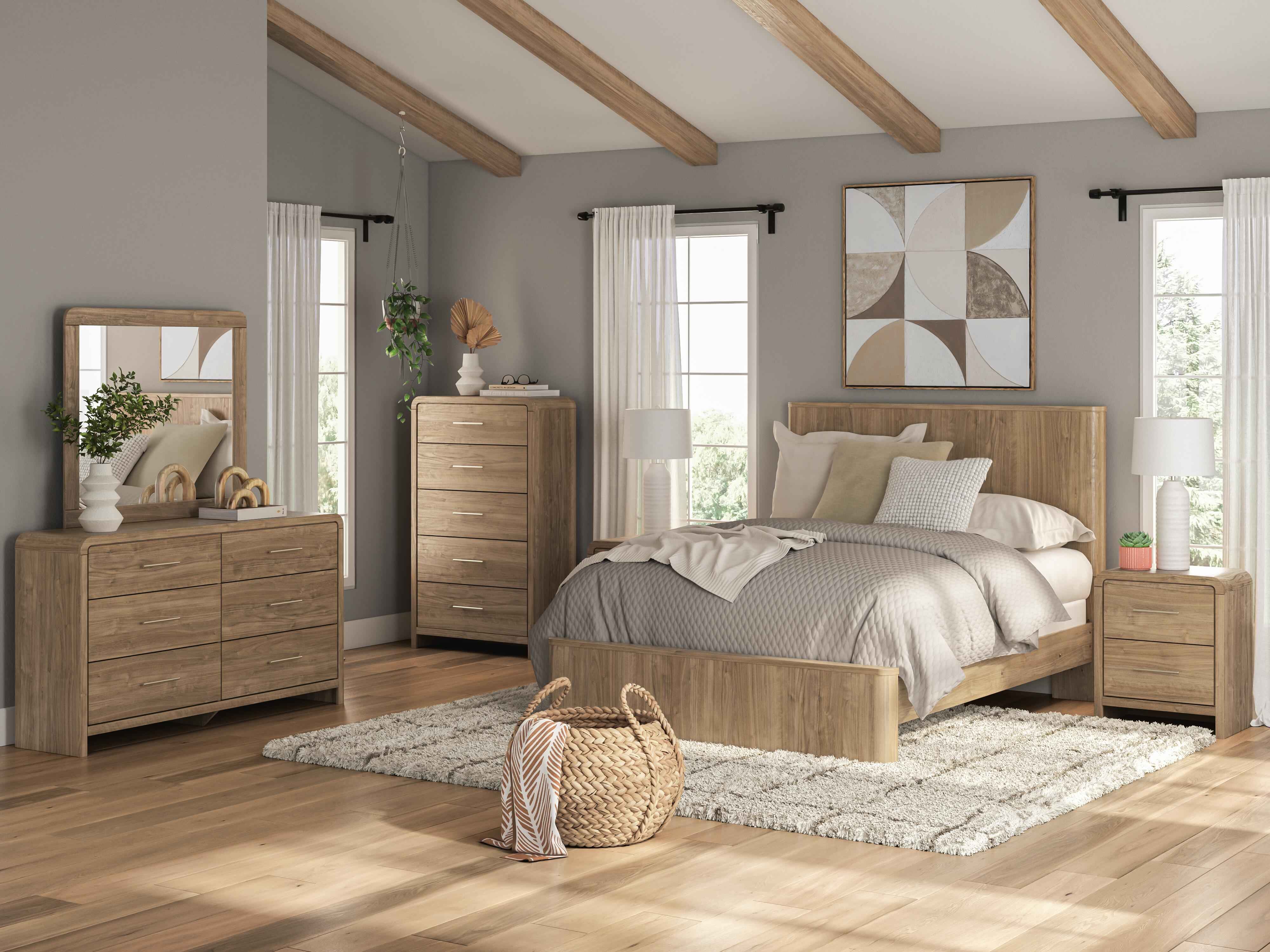Gramburg Warm Natural Brown Queen Panel Bed - Image 10