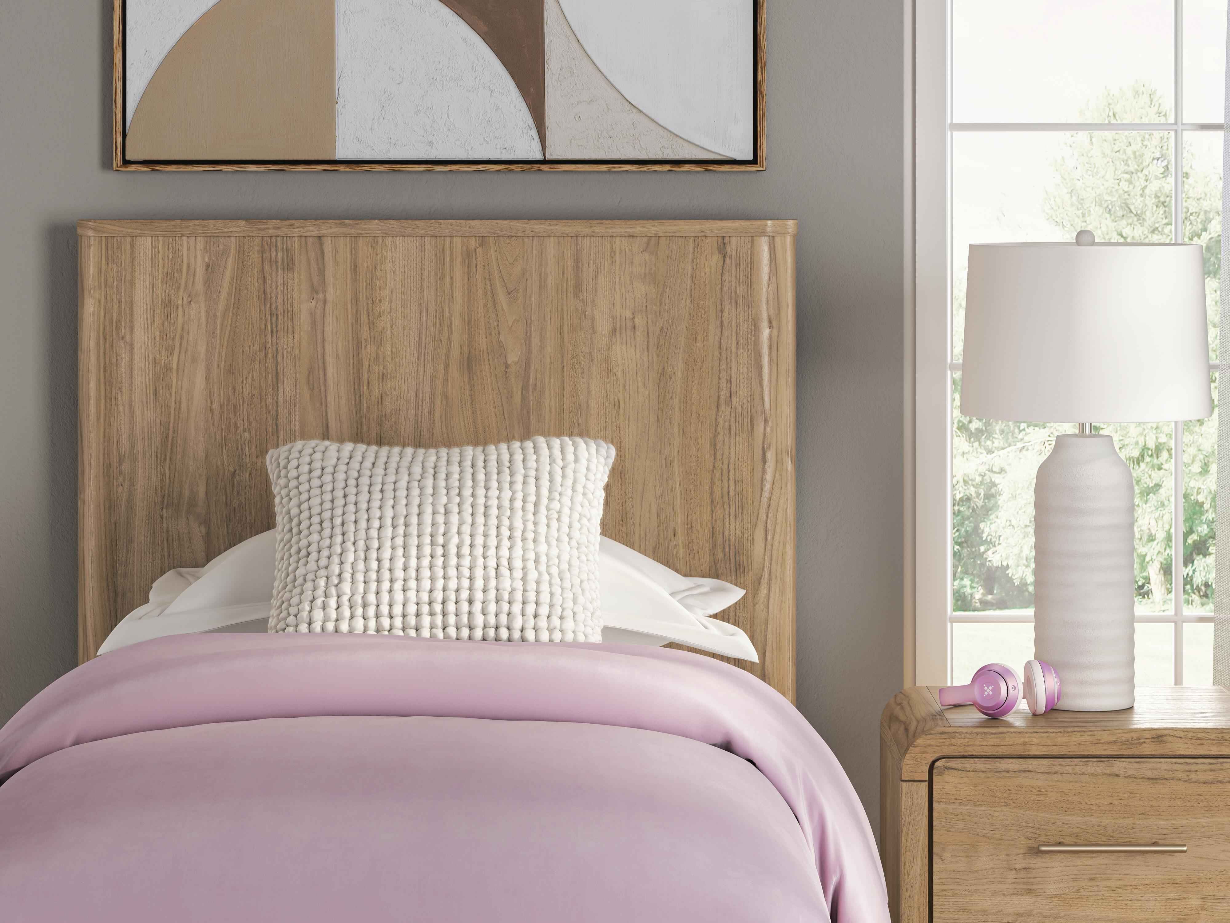 Gramburg Warm Natural Brown Twin Panel Platform Bed - Image 9