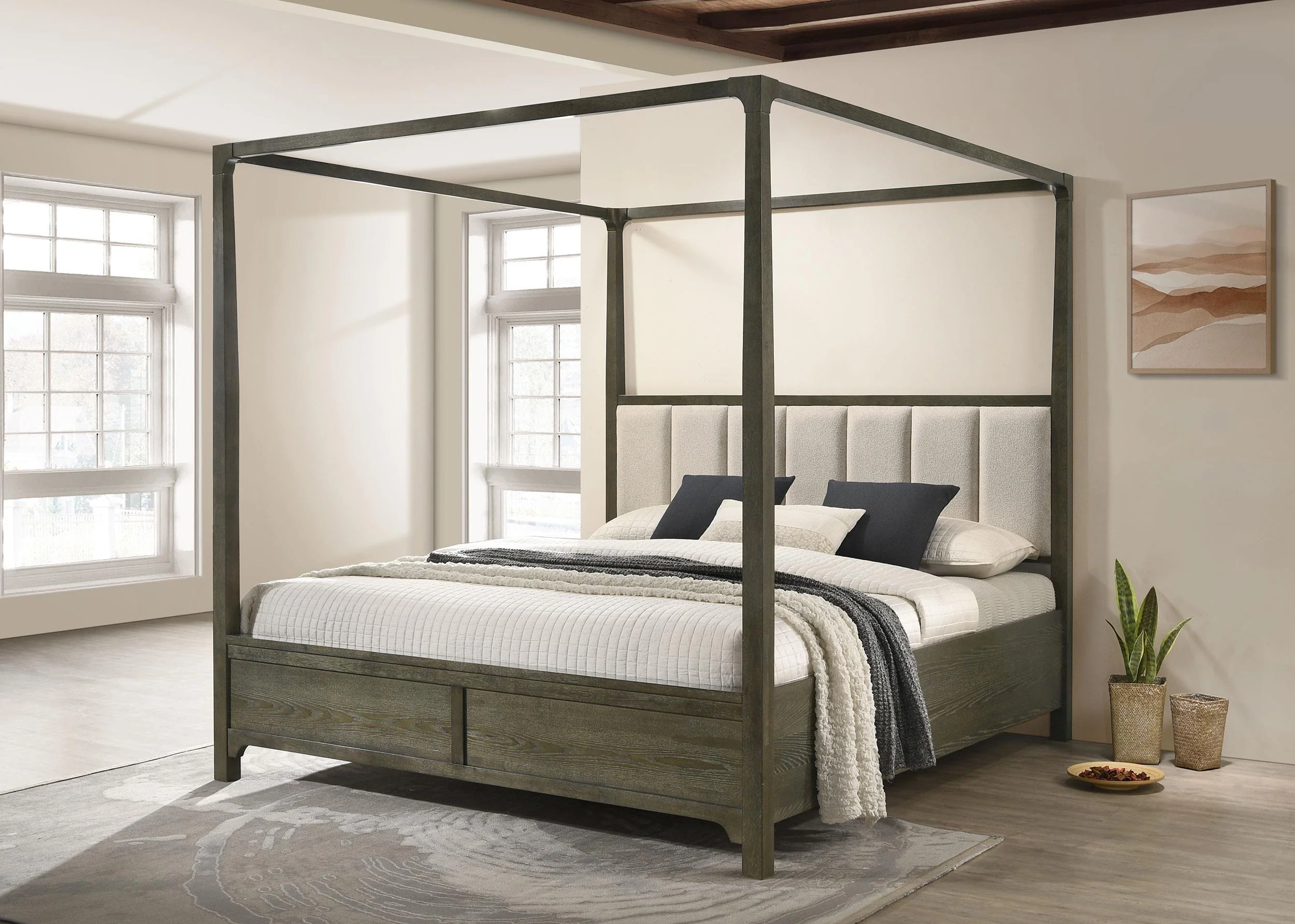Gran Park Dark Cocoa Eastern King Four Poster Canopy Bed