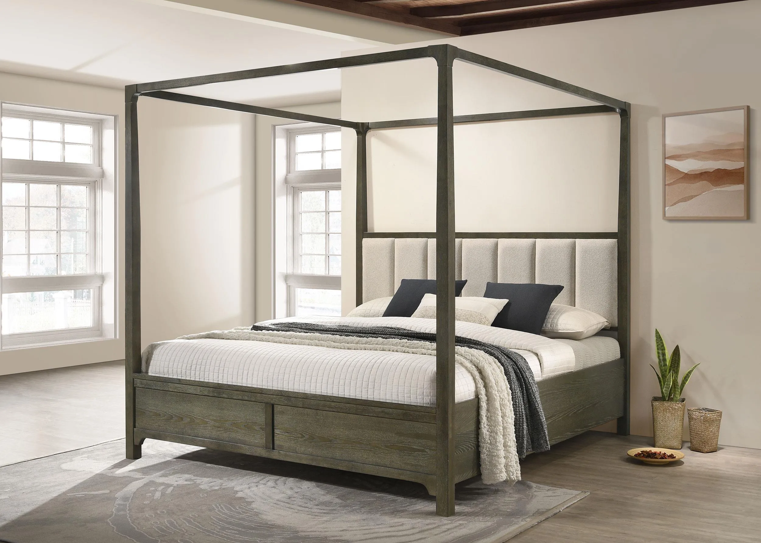 Gran Park Dark Cocoa Queen Four Poster Canopy Bed