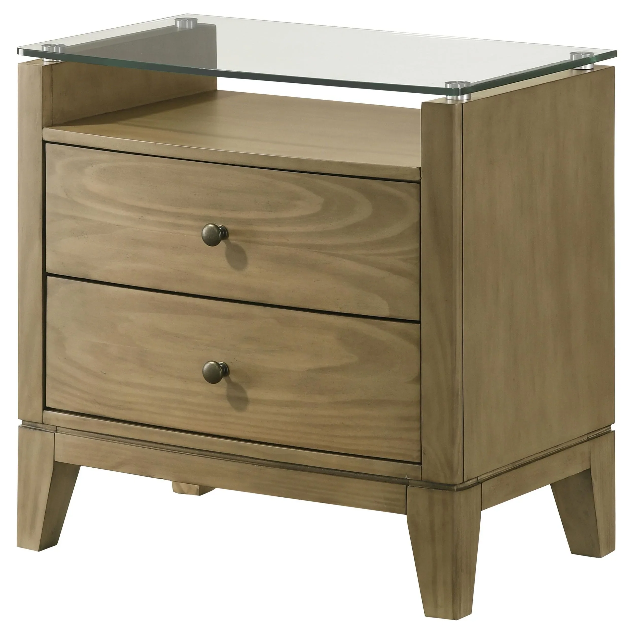 Granada Natural Pine 2-drawer Glass Top Nightstand - Image 3