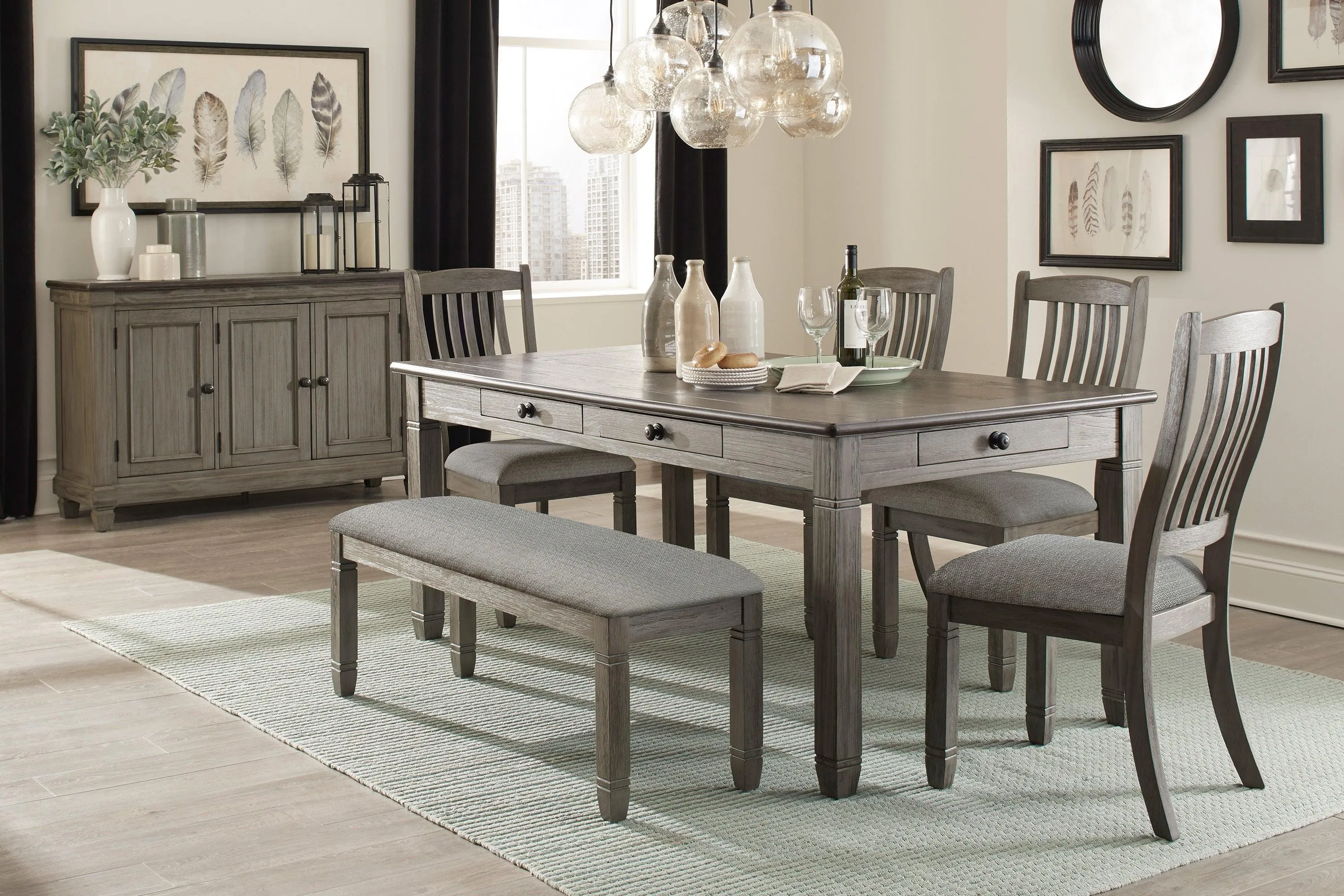 Granby Antique Gray Dining Table - Image 2