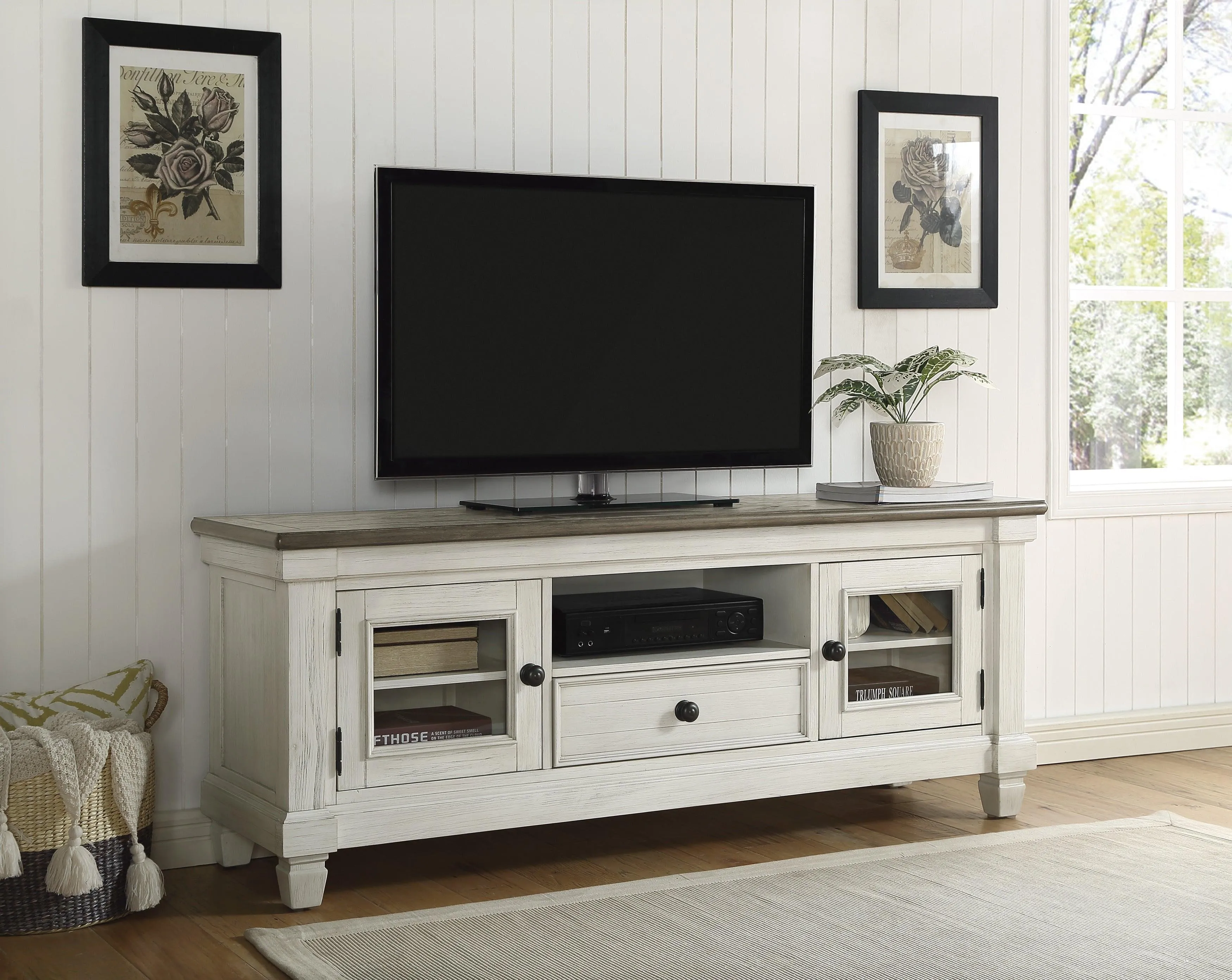 Granby Antique White 64" TV Stand - Image 2