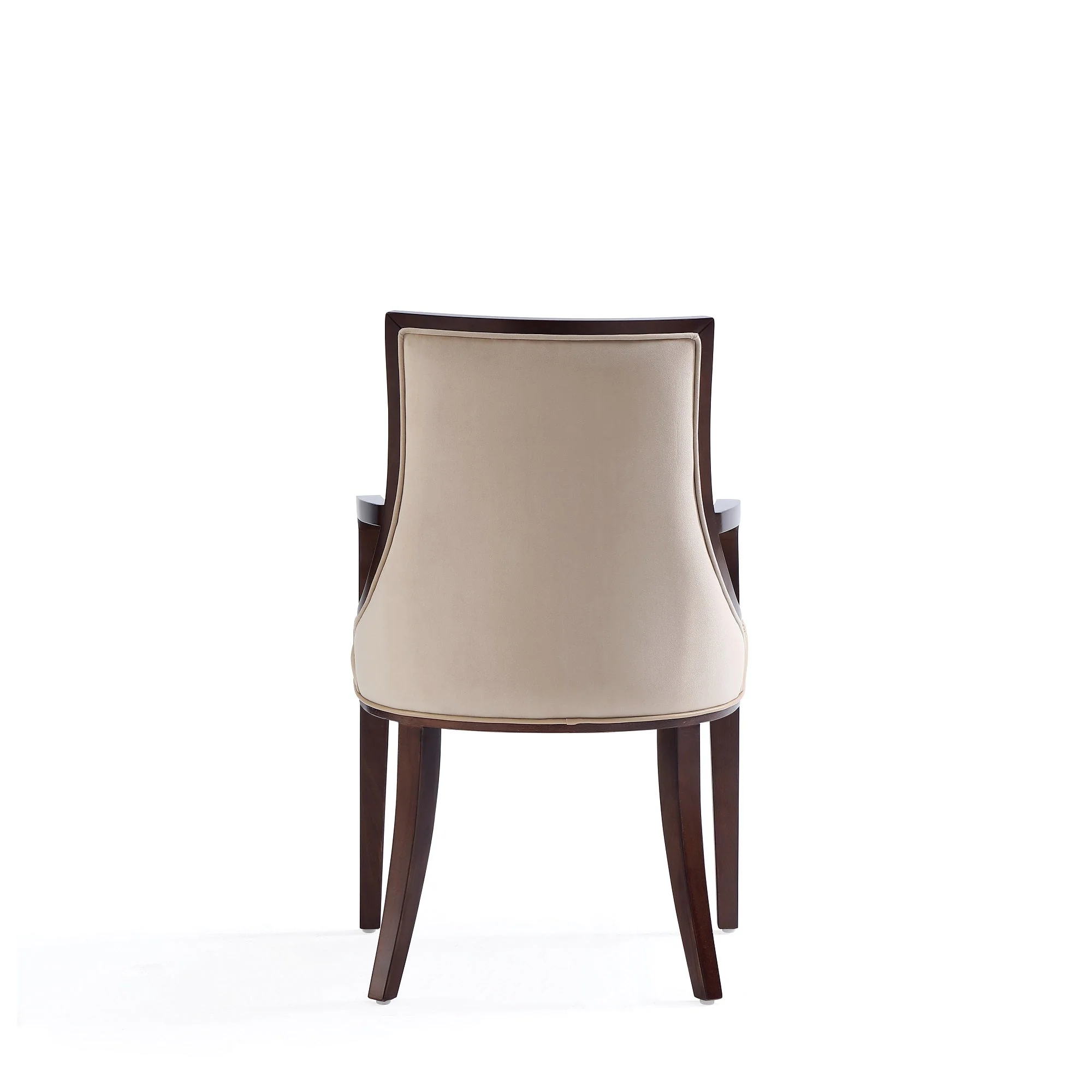 Grand Faux Leather and Velvet Dining Armchair in Tan - Image 5