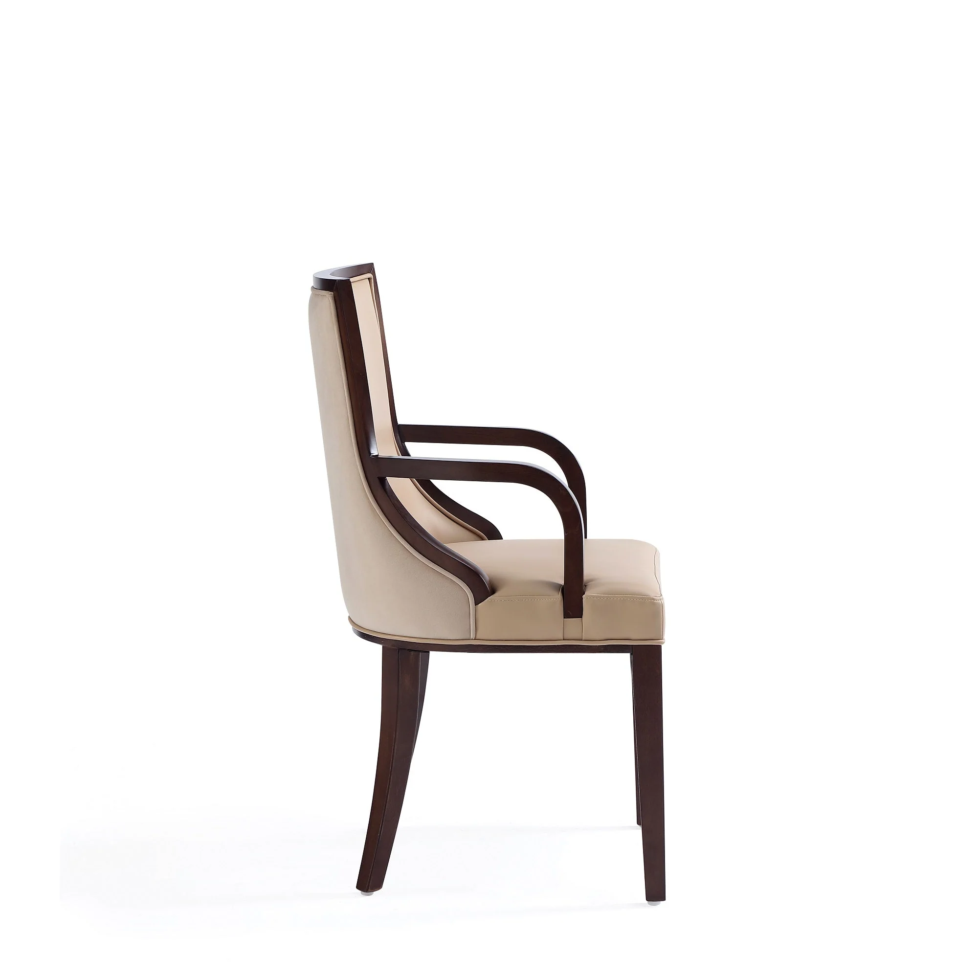 Grand Faux Leather and Velvet Dining Armchair in Tan (set of 2) - Image 7