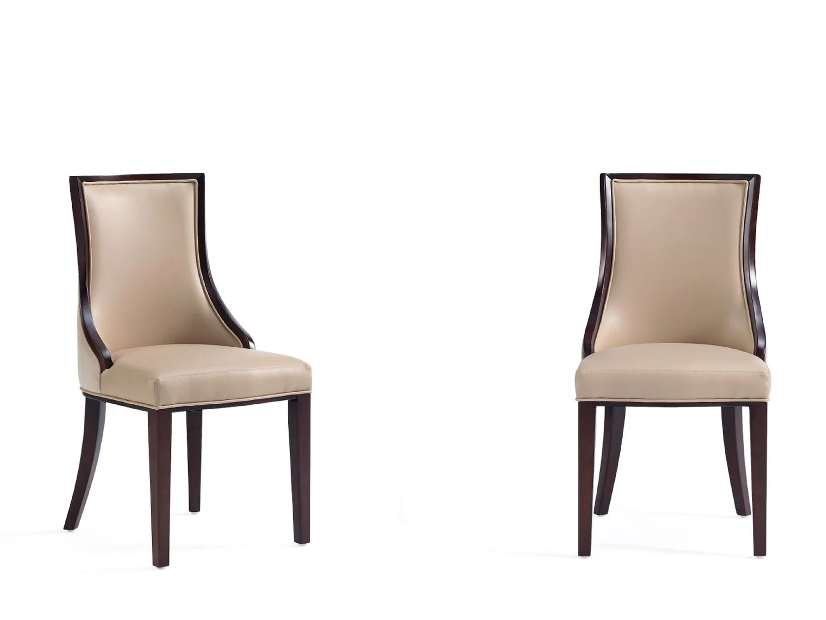 Grand Faux Leather and Velvet Dining Chair in Tan (set of 2)