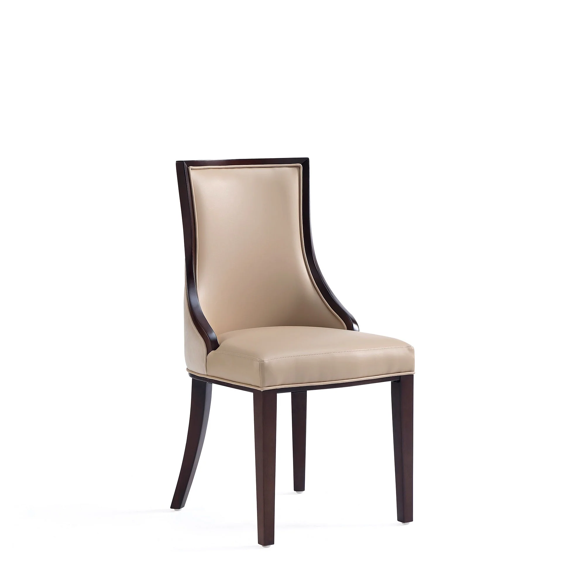 Grand Faux Leather and Velvet Dining Chair in Tan (set of 2) - Image 4