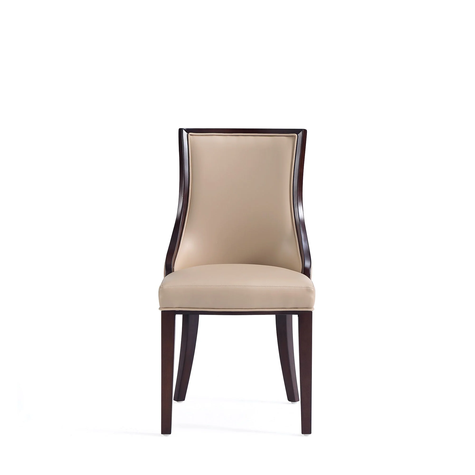 Grand Faux Leather and Velvet Dining Chair in Tan (set of 2) - Image 5