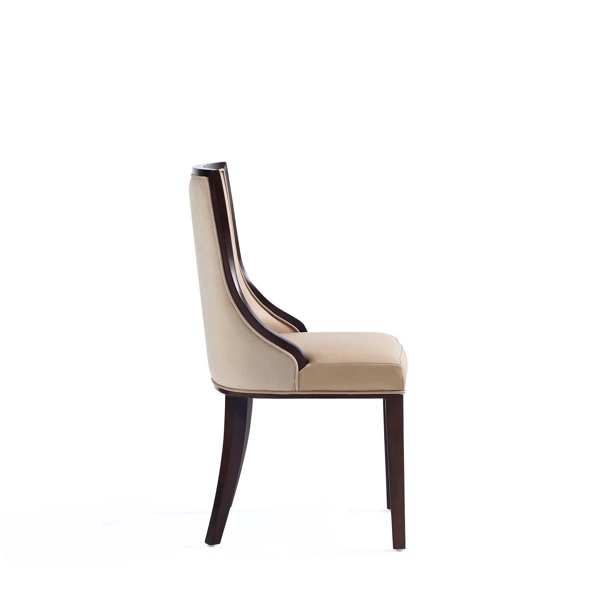 Grand Faux Leather and Velvet Dining Chair in Tan (set of 2) - Image 6
