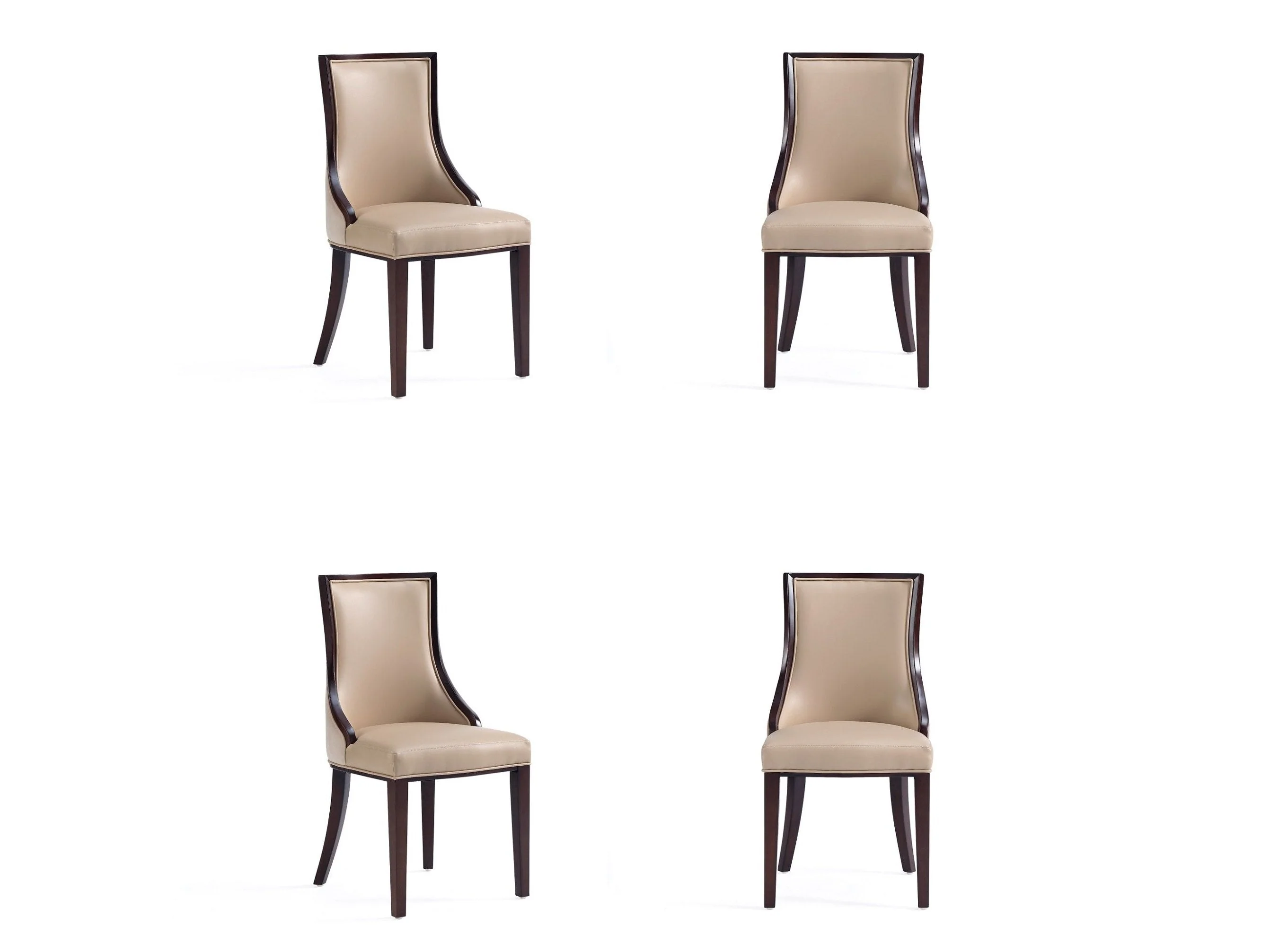 Grand Faux Leather and Velvet Dining Chair in Tan (set of 4)