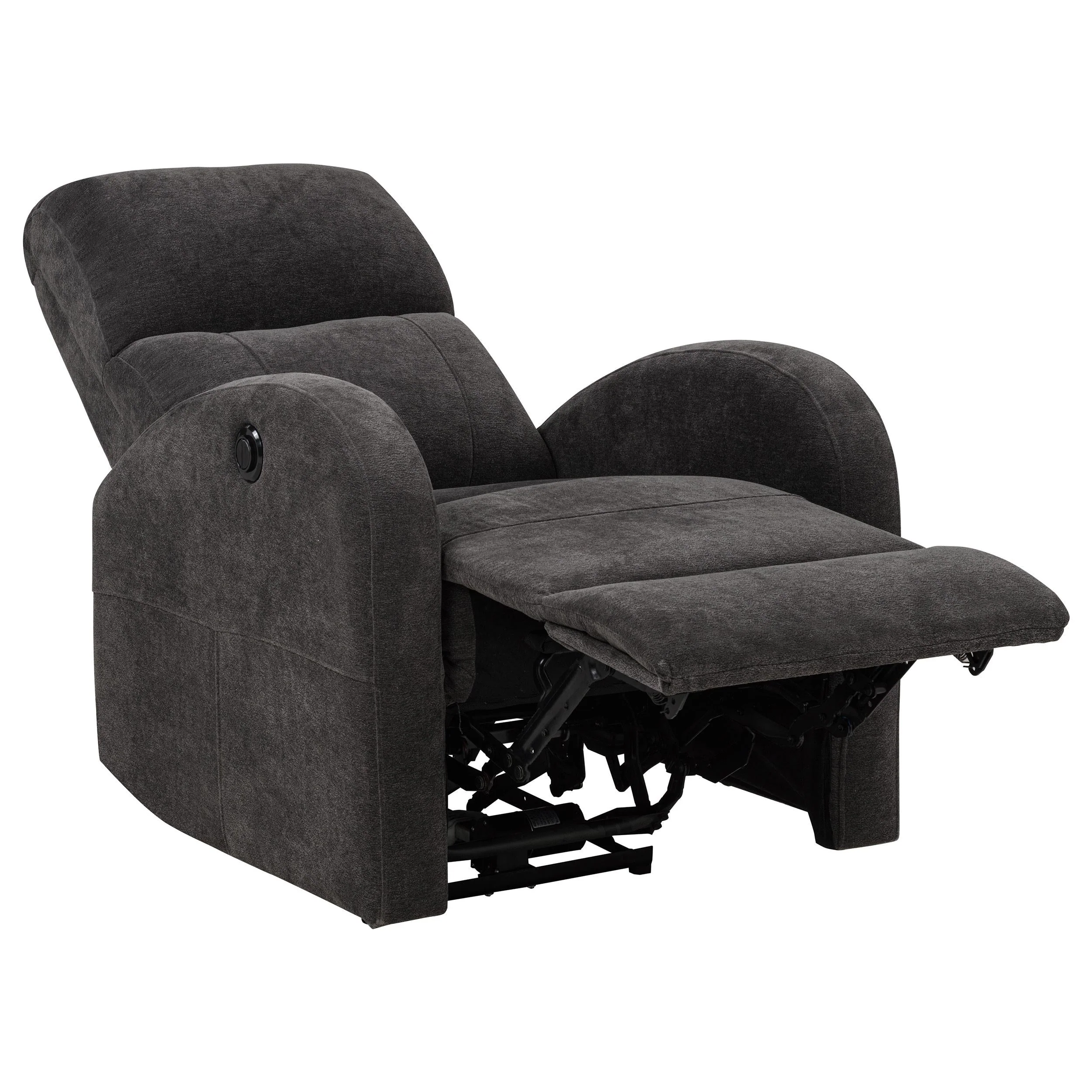 Grant Charcoal Gray Fabric Upholstered Power Recliner Chair - Image 4