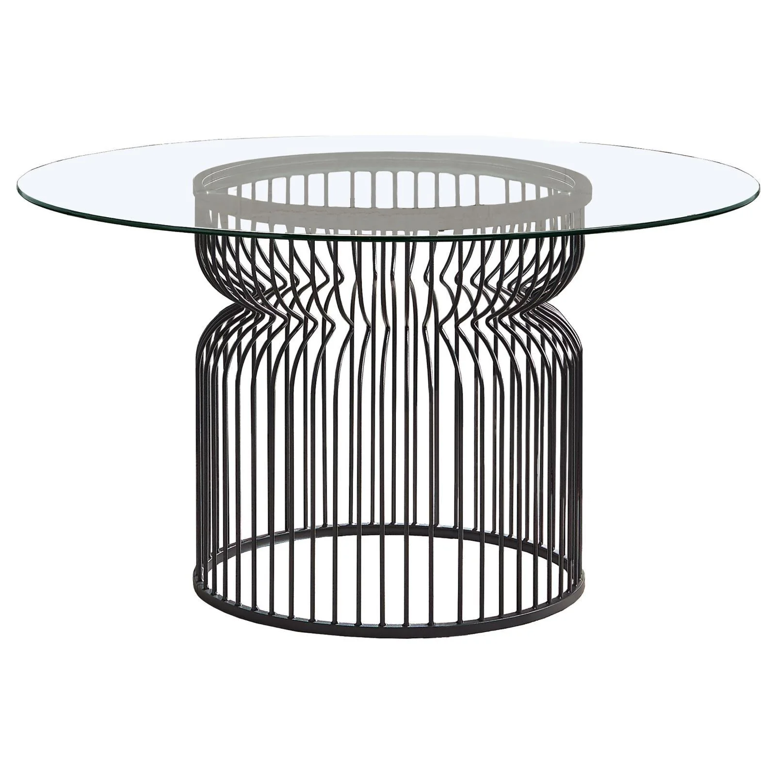Granvia Clear and Gunmetal Round Glass Top Dining Table