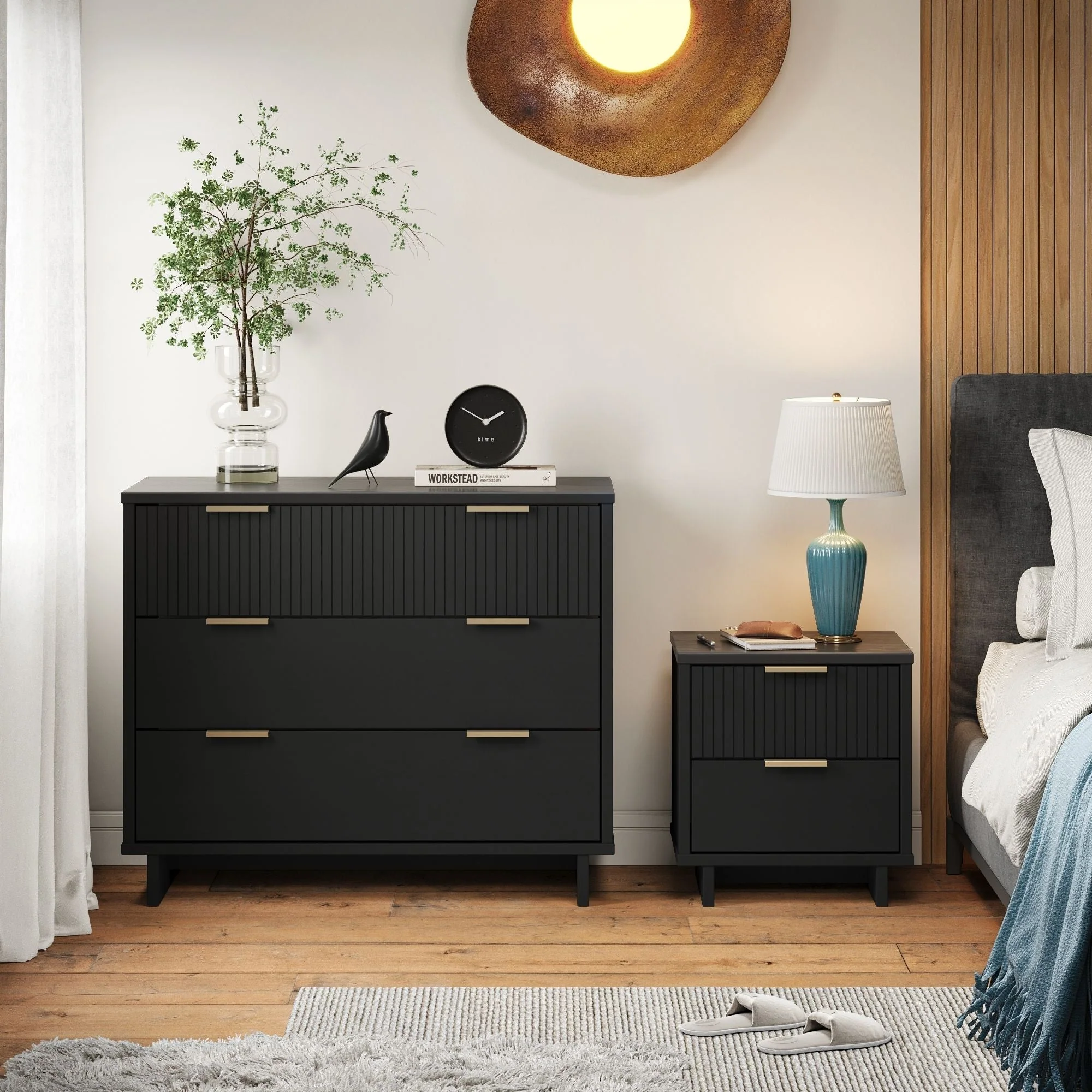 Granville 2-Piece Standard Dresser and Nightstand Set in Black - Image 2