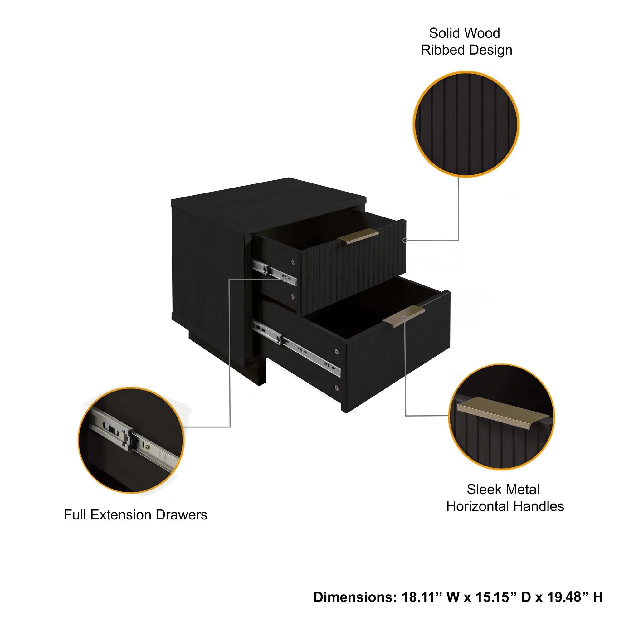 Granville 2-Piece Standard Dresser and Nightstand Set in Black - Image 6