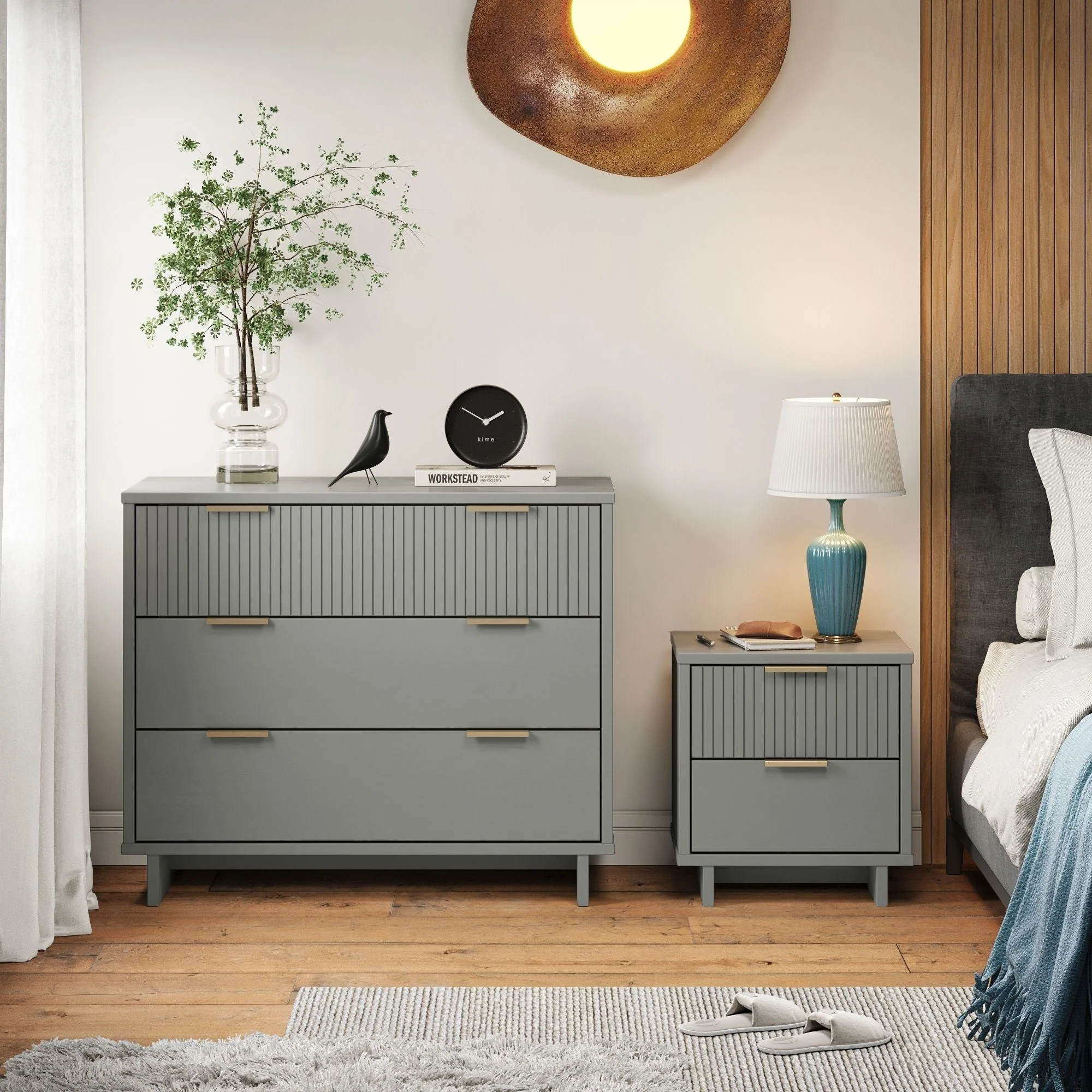 Granville 2-Piece Standard Dresser and Nightstand Set in Light Grey - Image 2