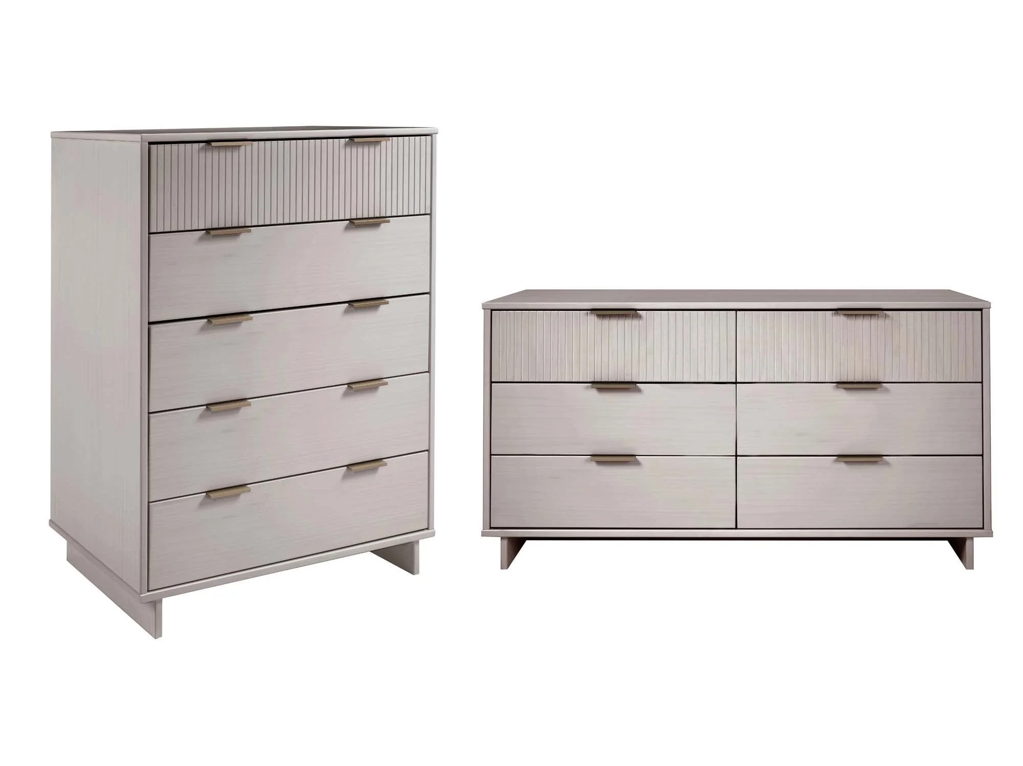 Granville 2-Piece Tall Chest and Double Dresser Set in Light Grey
