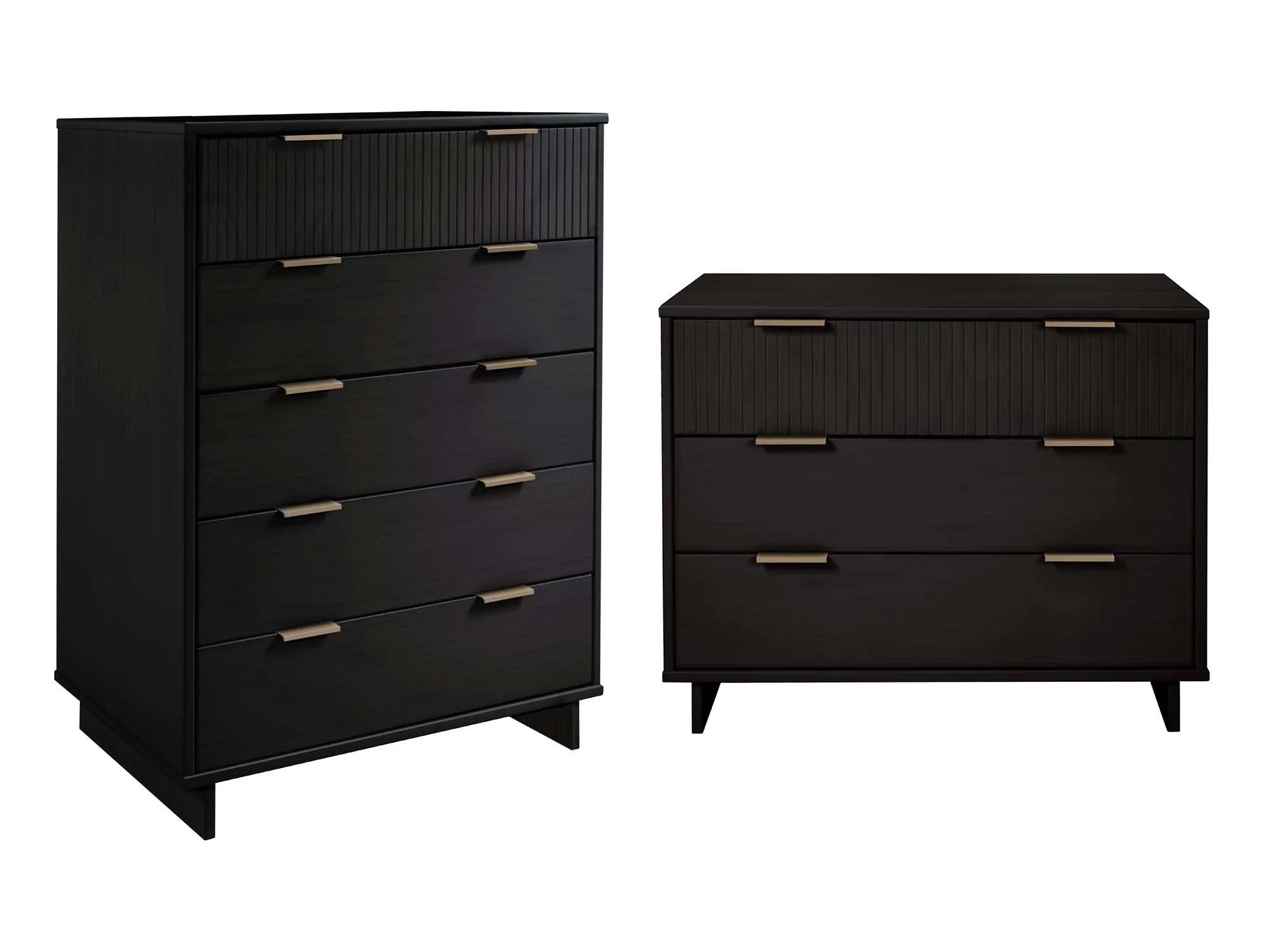 Granville 2-Piece Tall Chest and Standard Dresser Set in Black