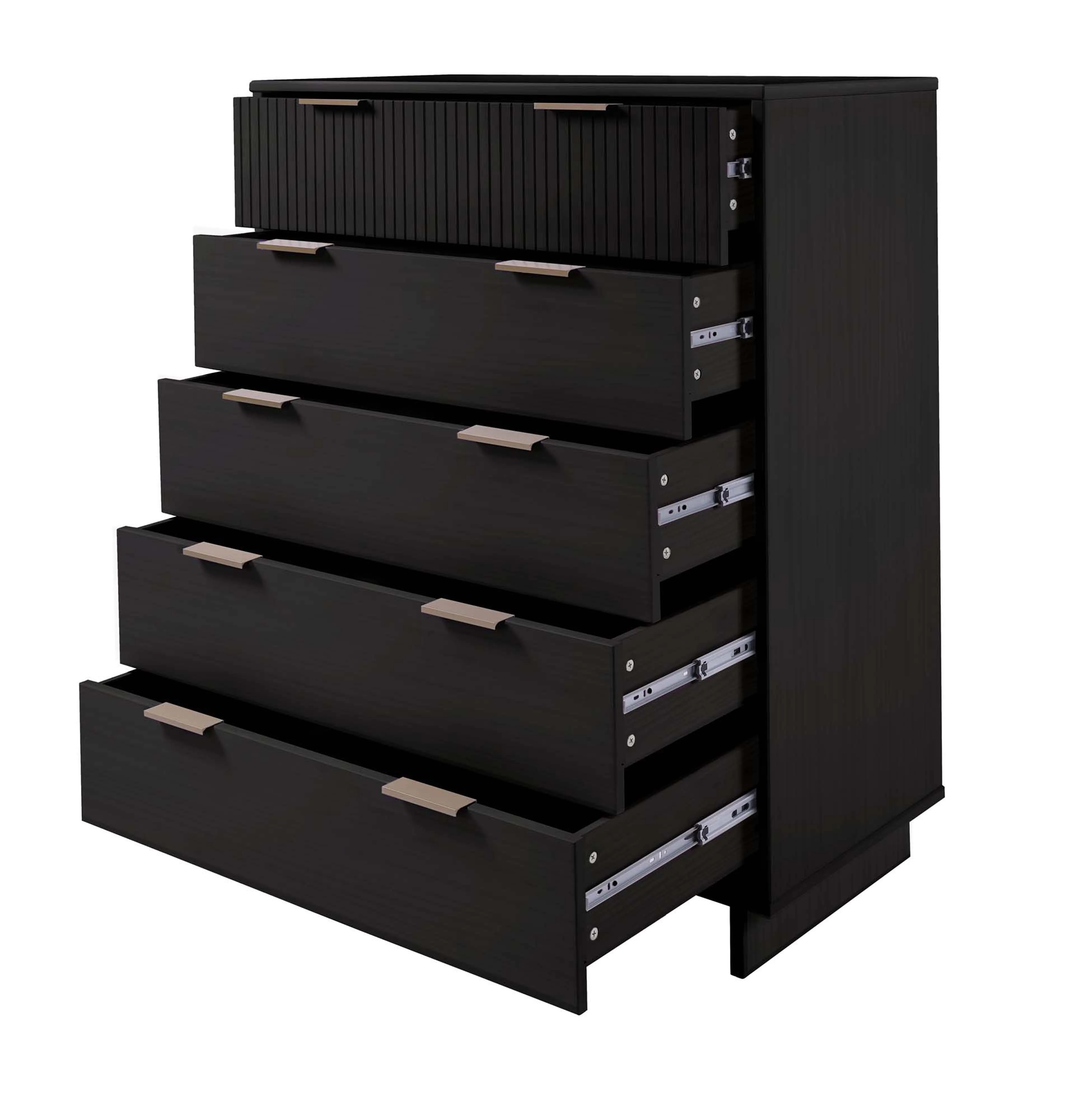 Granville 2-Piece Tall Chest and Standard Dresser Set in Black - Image 19