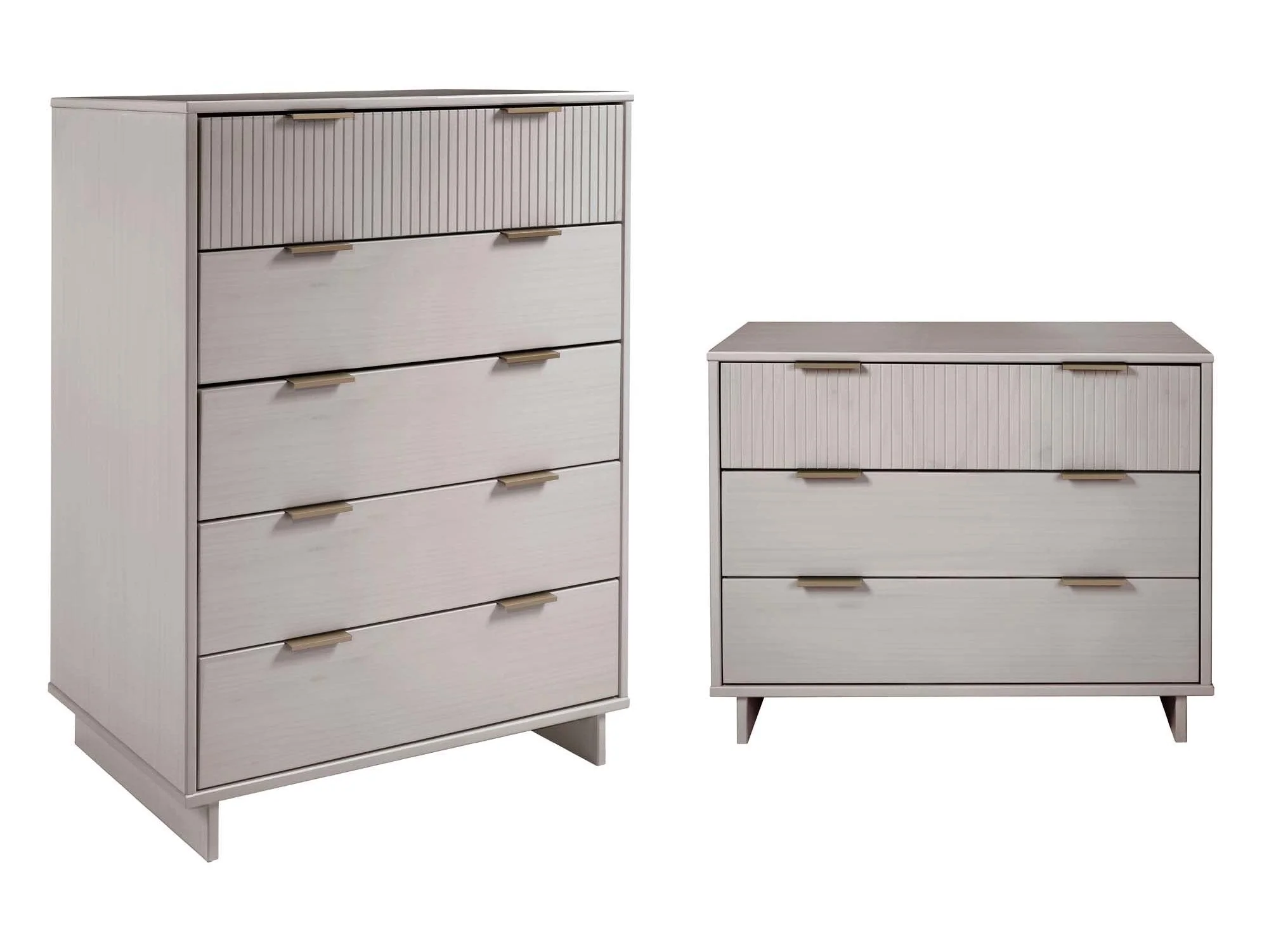 Granville 2-Piece Tall Chest and Standard Dresser Set in Light Grey
