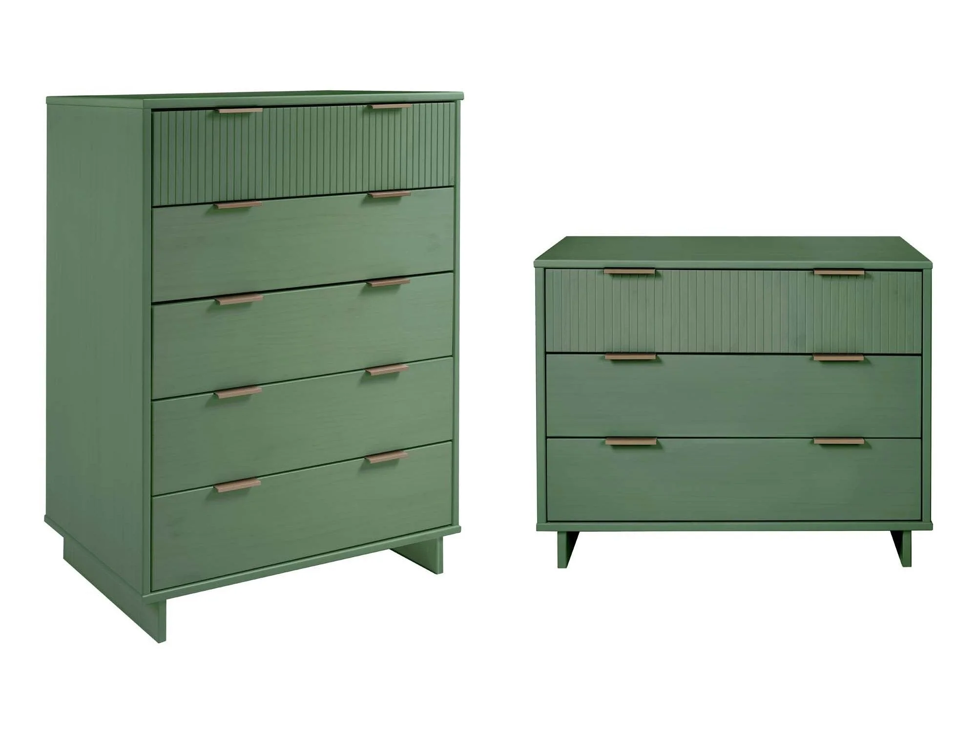 Granville 2-Piece Tall Chest and Standard Dresser Set in Sage Green