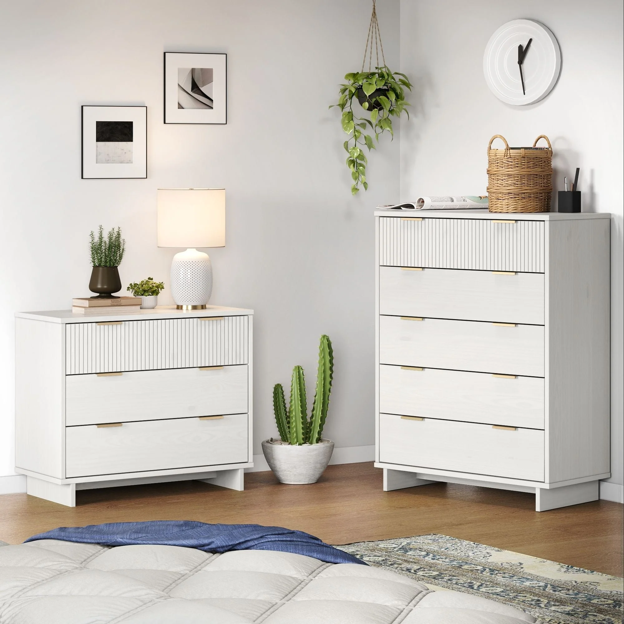 Granville 2-Piece Tall Chest and Standard Dresser Set in White - Image 2