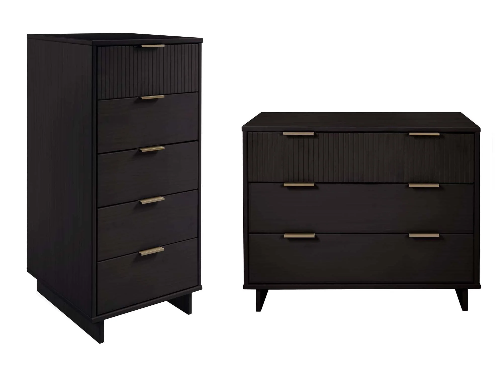 Granville 2-Piece Tall Narrow and Standard Dresser Set in Black