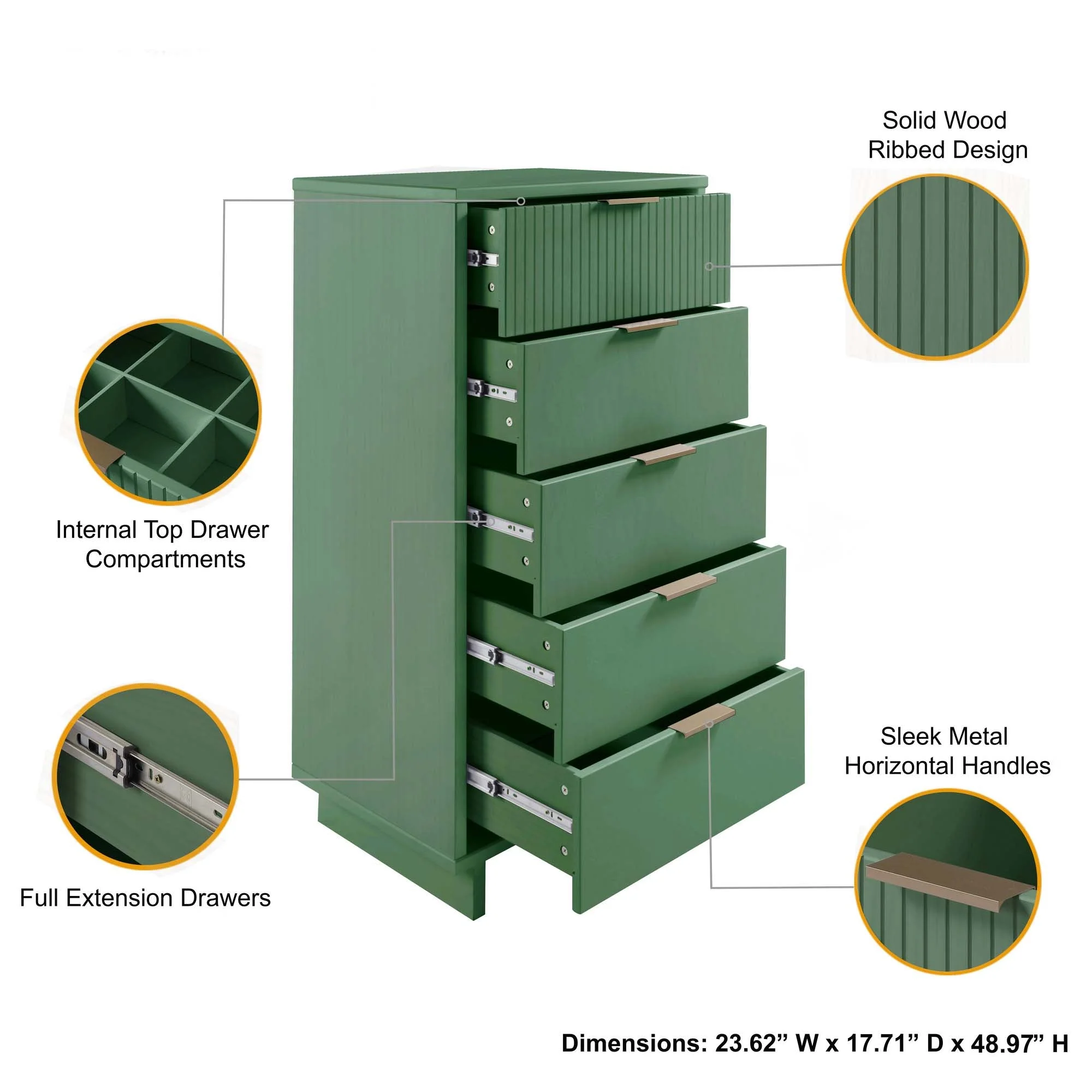 Granville 23.62 Chest in Sage Green - Image 4